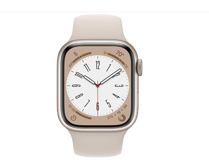 Apple Watch Series 8 (GPS, 41mm) Starlight Aluminum Case with Starlight Sport Band - Renewed Smartwatch for Fitness Tracking, Heart Rate Monitoring & Notifications | Perfect for Running, Swimming & Daily Wear