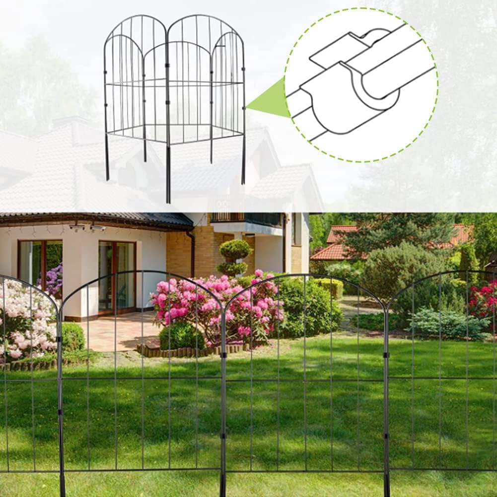 GARVEE 28Pcs Decorative Garden Fence - 30ft Length x 24in Height No Dig Fence, Rustproof Coated Metal Wire Fence for Rabbits & Dogs - Perfect for Flower Beds, Vegetable Gardens & Pet Play Areas