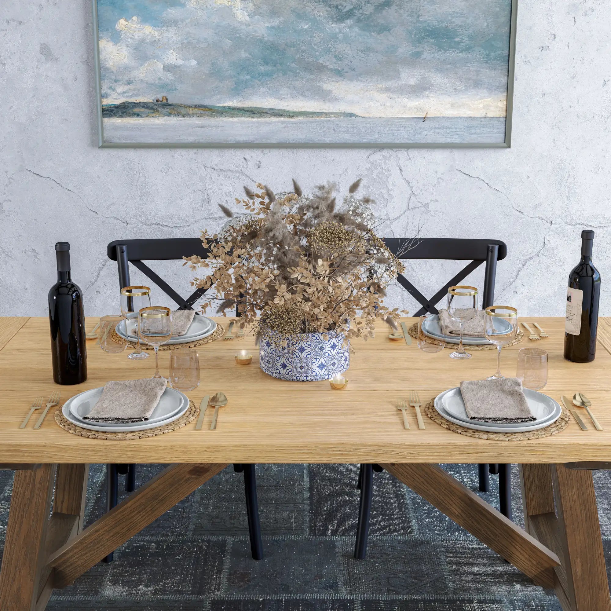 Customizable Cascais 72-Inch Modern Dining Table - Extendable Wooden Table for 8-10 People - Perfect for Family Gatherings & Dinner Parties