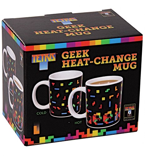 Tetris Geek Heat Changing Mug - Color Changing Coffee Cup with Classic Game Design, Perfect for Gamers, Office Use & Gift Giving