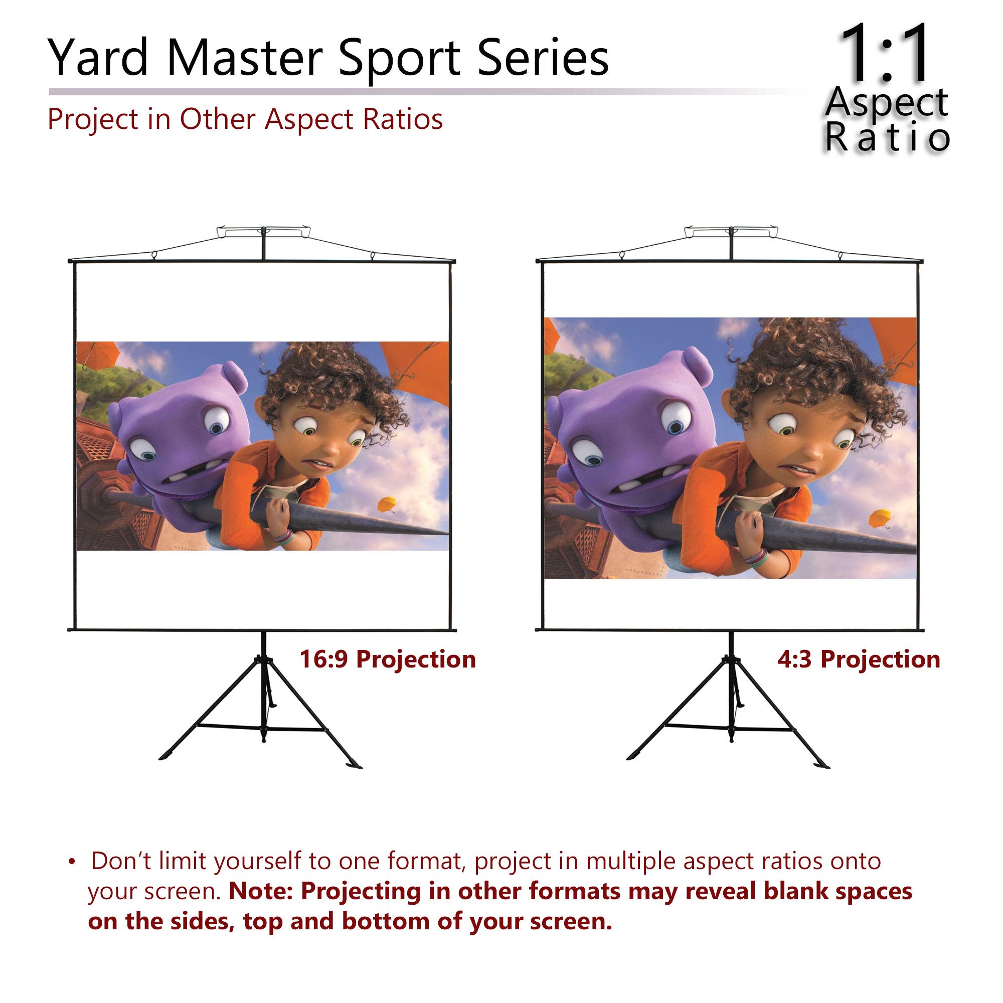 Elite Screens Yard Master Sport 110-Inch 4:3 Projector Screen with 2-in-1 Wall/Tripod Stand - Indoor & Outdoor Portable ISF Certified Front Projection Screen with Carrying Bag - Perfect for Home Theater, Backyard Movies, and Outdoor Events - YMS110V
