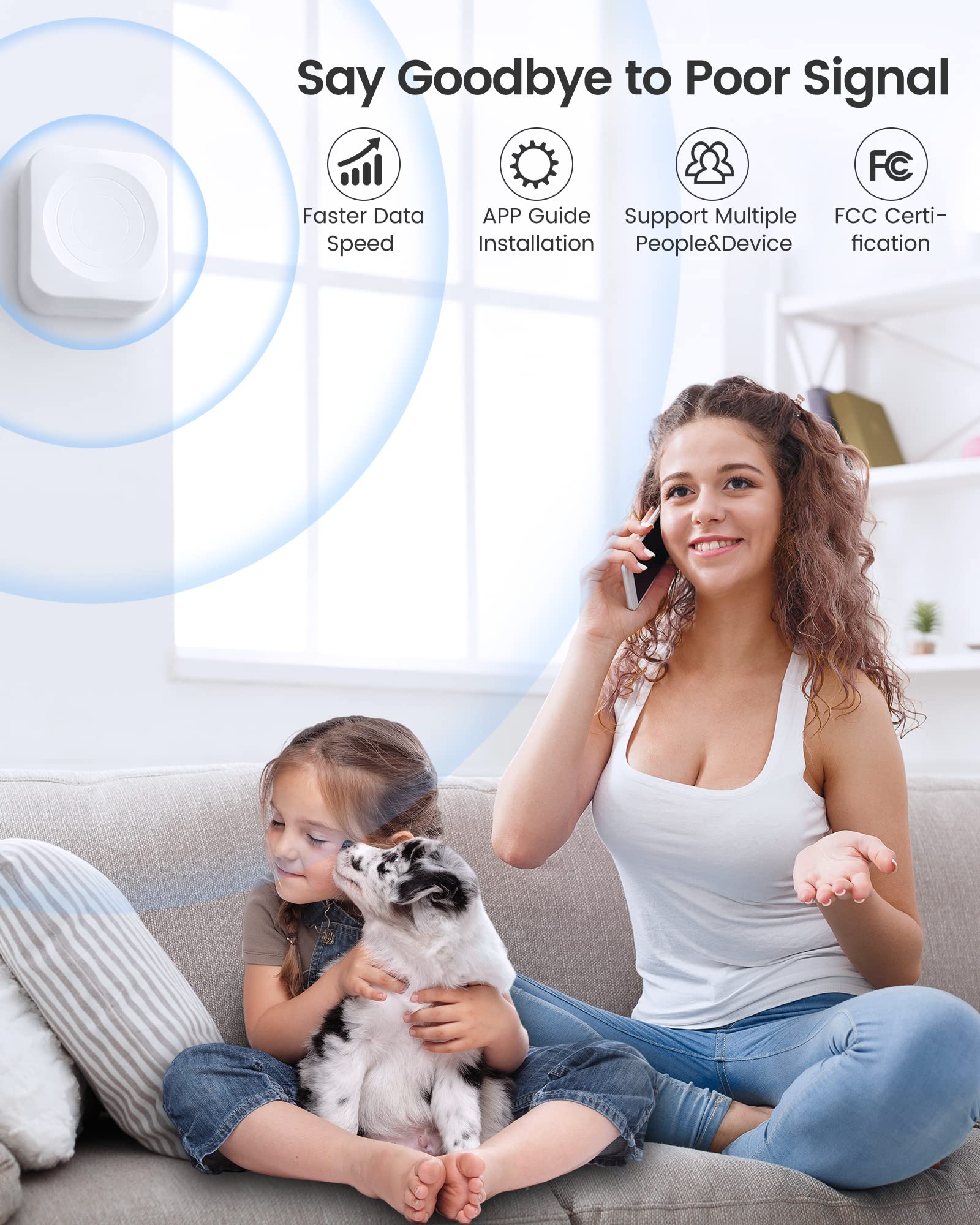 5G/4G LTE Cell Phone Signal Booster for Home - Covers Up to 2,000 sq ft, Compatible with All US Carriers (Verizon, AT&T, T-Mobile, Sprint) - FCC Approved - Perfect for Rural Areas, Basements & Weak Signal Zones