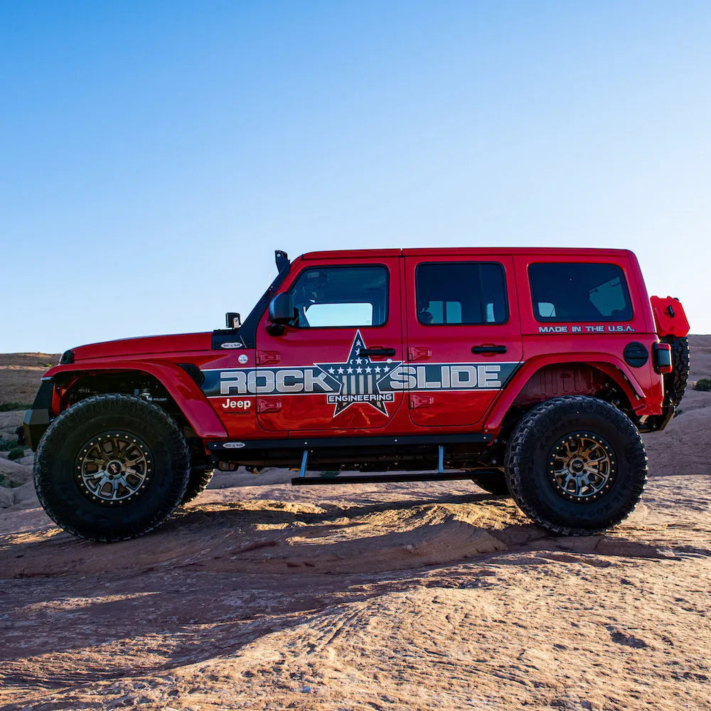 2024 Jeep Wrangler JL 4-Door Rock Slider Steps - Heavy Duty Off-Road Protection & Side Steps - Perfect for Rock Crawling, Trail Riding & Daily Driving