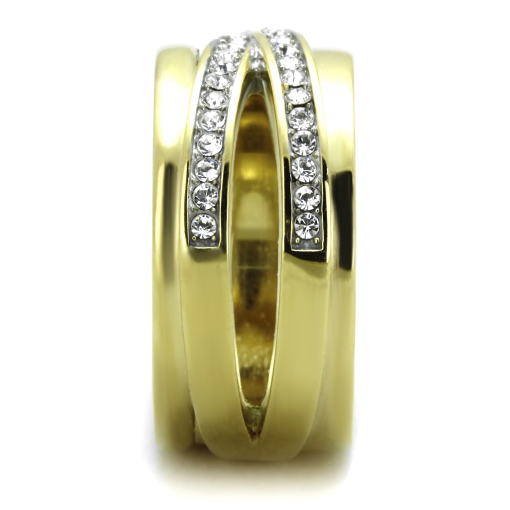 Marimor Women's 316 Stainless Steel Gold Plated Pave Crystal Fashion Ring for Anniversary, Wedding, Engagement & Everyday Wear - Elegant Jewelry Gift for Her