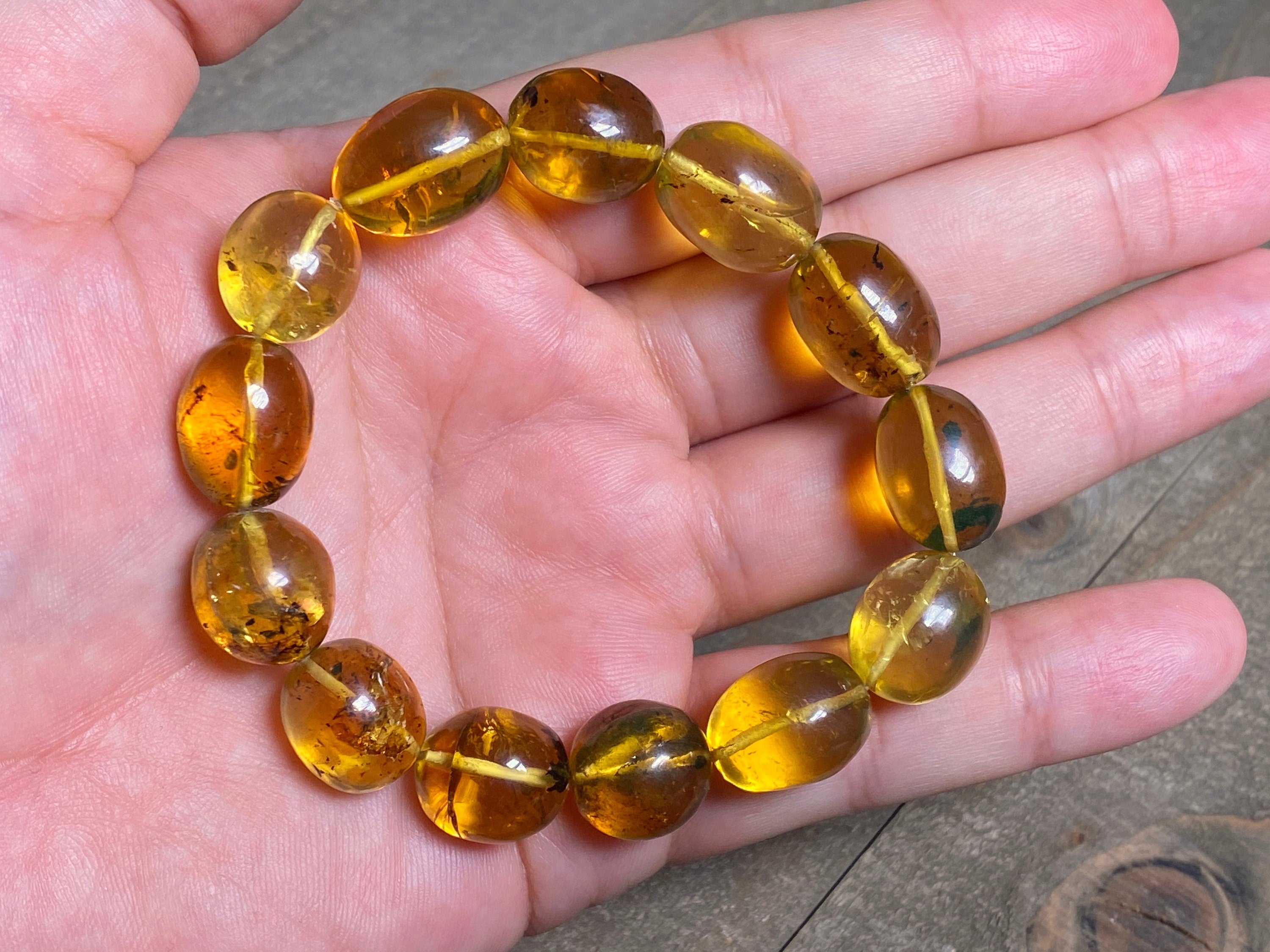 Authentic Mexican Amber Crystal Beaded Bracelet - Handmade Healing Stone Jewelry for Women, Men | Natural Stress Relief & Positive Energy for Meditation, Yoga, Spiritual Wellness