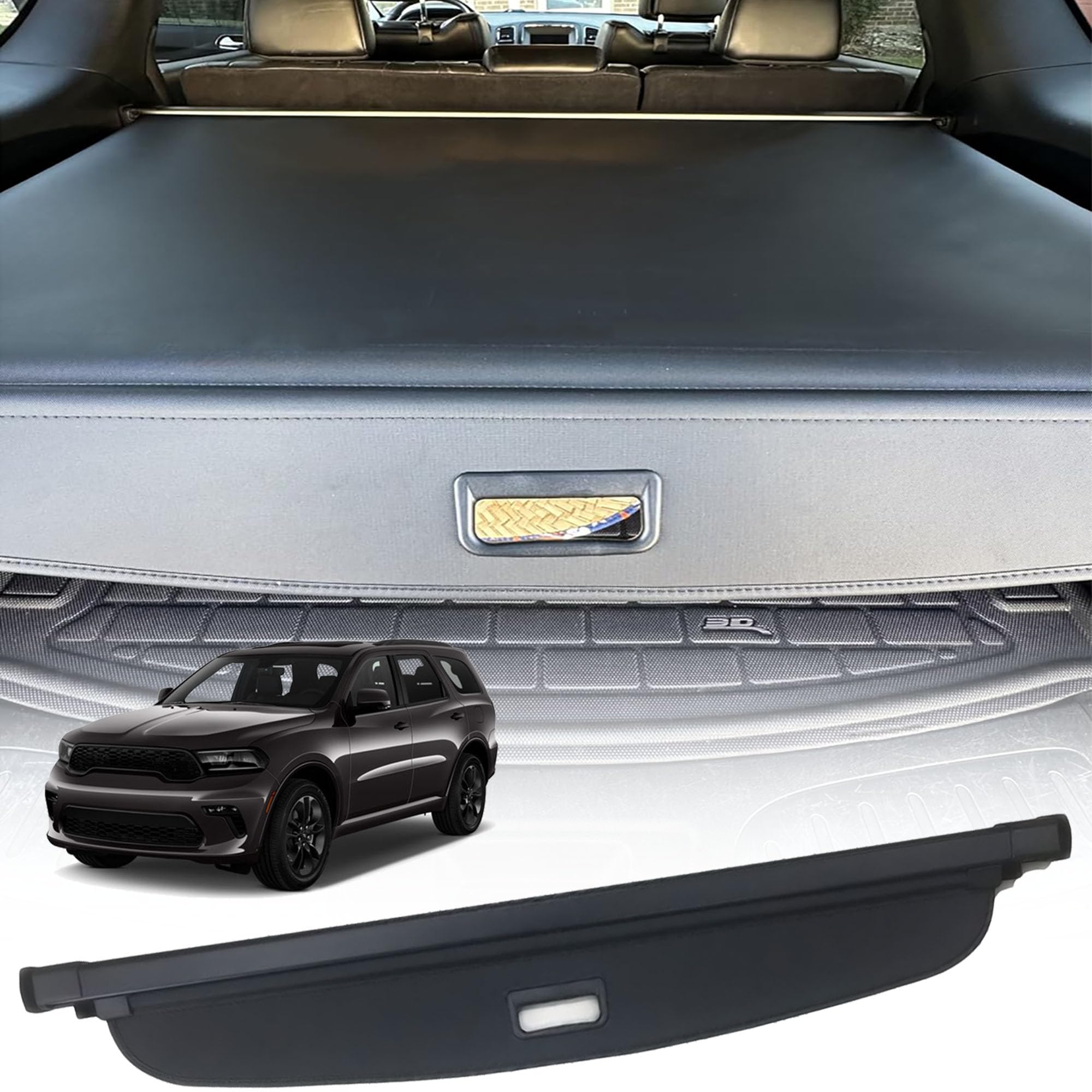 2021-2023 Retractable Cargo Cover for Dodge Durango (2011-2020) | Black Trunk Organizer | Perfect for Road Trips, Grocery Hauling & Pet Transport