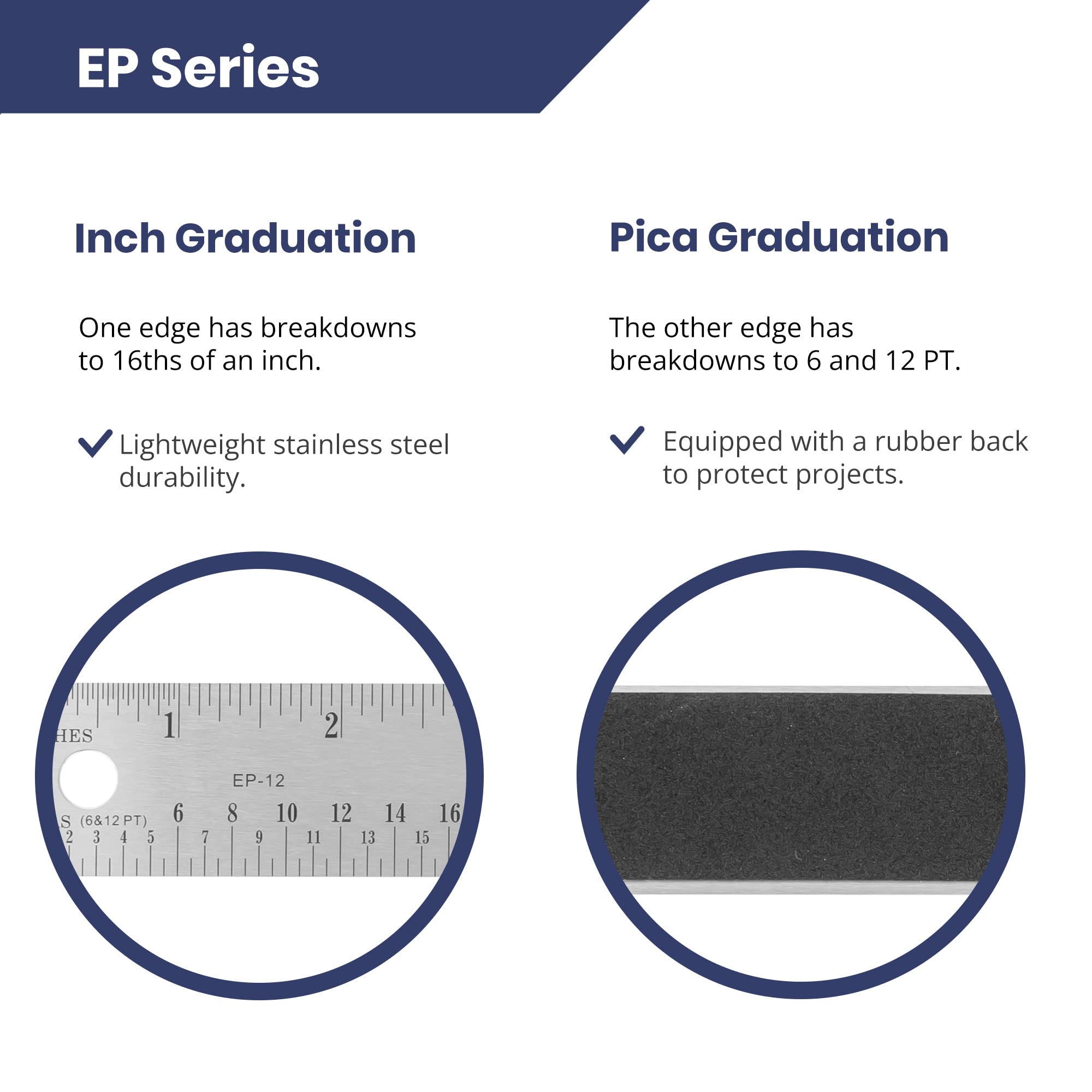 Pacific Arc 36-Inch Stainless Steel Ruler with Inch & Pica Measurements - Non-Slip Rubber Backing for Architects, Engineers, Drafting & DIY Projects
