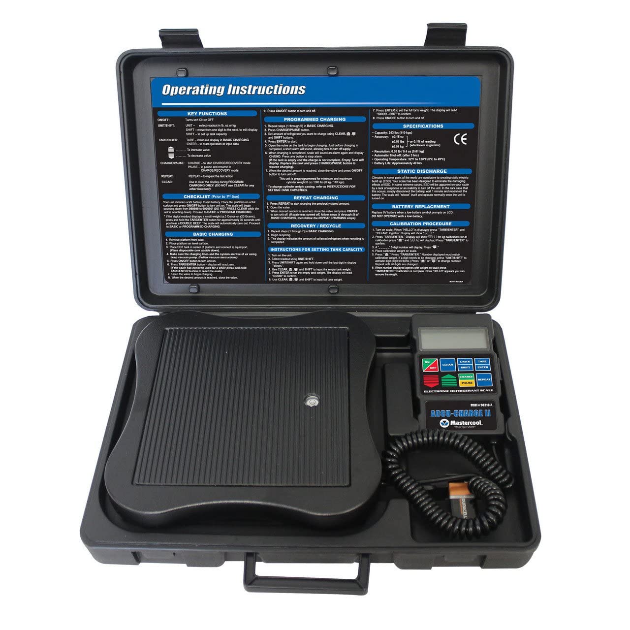 Mastercool 98210-A Digital Refrigerant Scale - Precision Electronic Weight Measurement for HVAC & Auto AC Refrigerant Charging - Black (Ideal for HVAC Technicians & Automotive AC Repair)