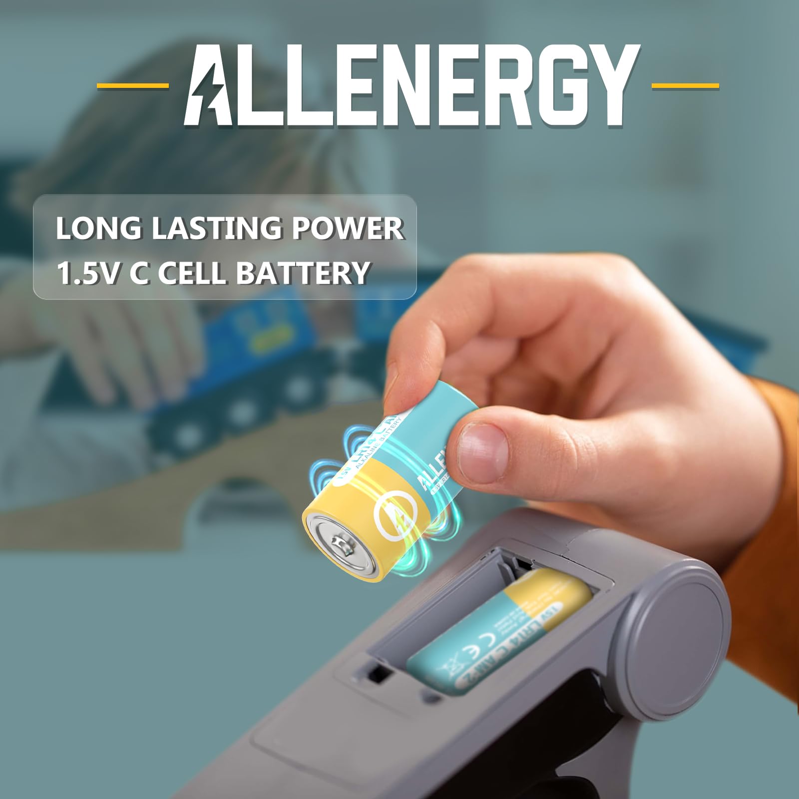 4 Pack LR14 C Size 1.5V Alkaline Batteries - Long Lasting Power with 10 Year Shelf Life - Ideal for Flashlights, Toys, Clocks & Emergency Devices