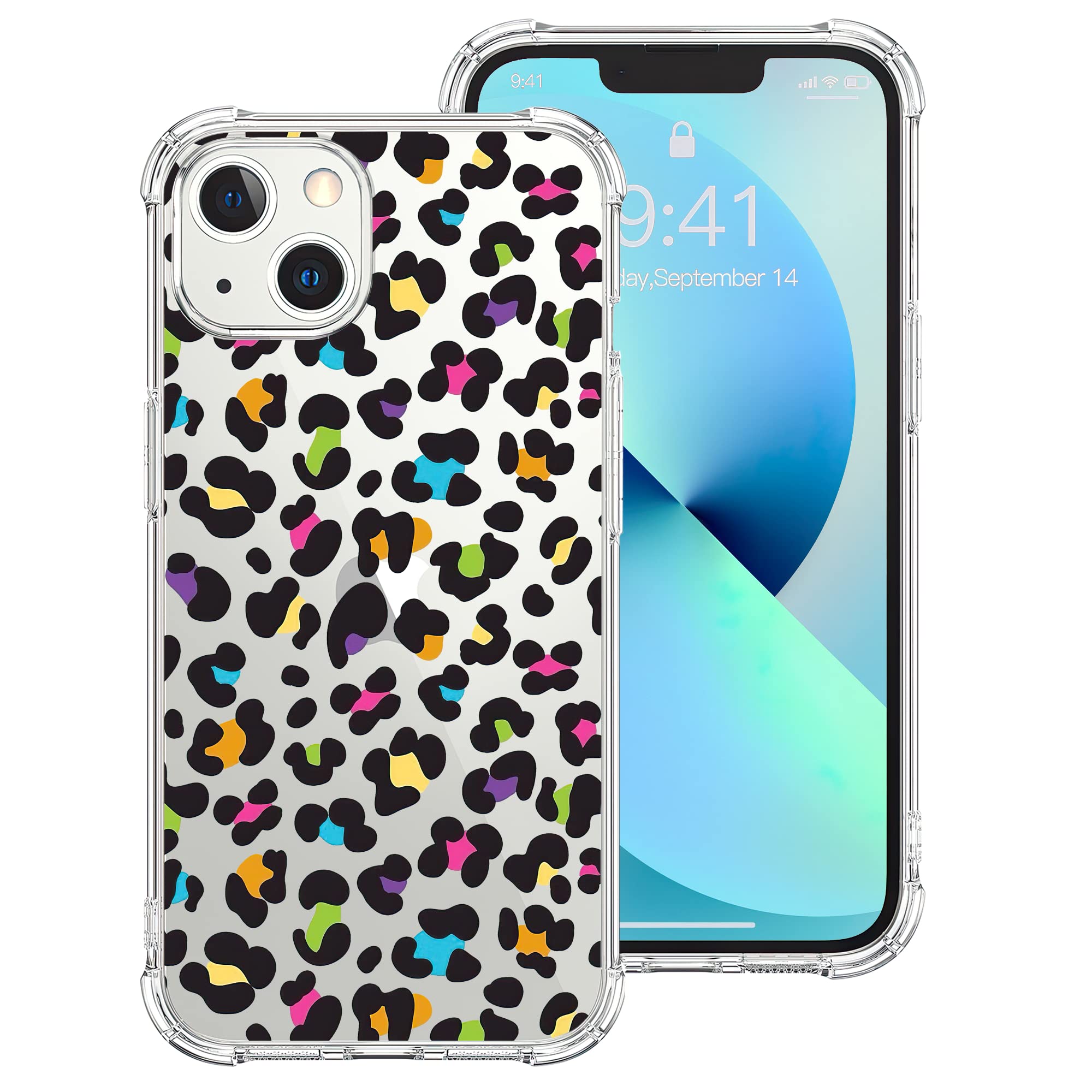 Shockproof Clear iPhone 13 Case with Leopard Print - Reinforced TPU Bumper Cover for Women & Girls (6.1 Inch) | Perfect for Daily Use, Travel & Fashion Protection