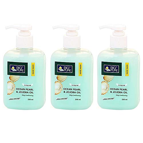 Pure Hand Soap with Ocean Pearl & Jojoba Oil - 250ml (Pack of 3) | German Formulated Moisturizing Liquid Soap for Soft Hands | Perfect for Bathroom, Kitchen & Office Use
