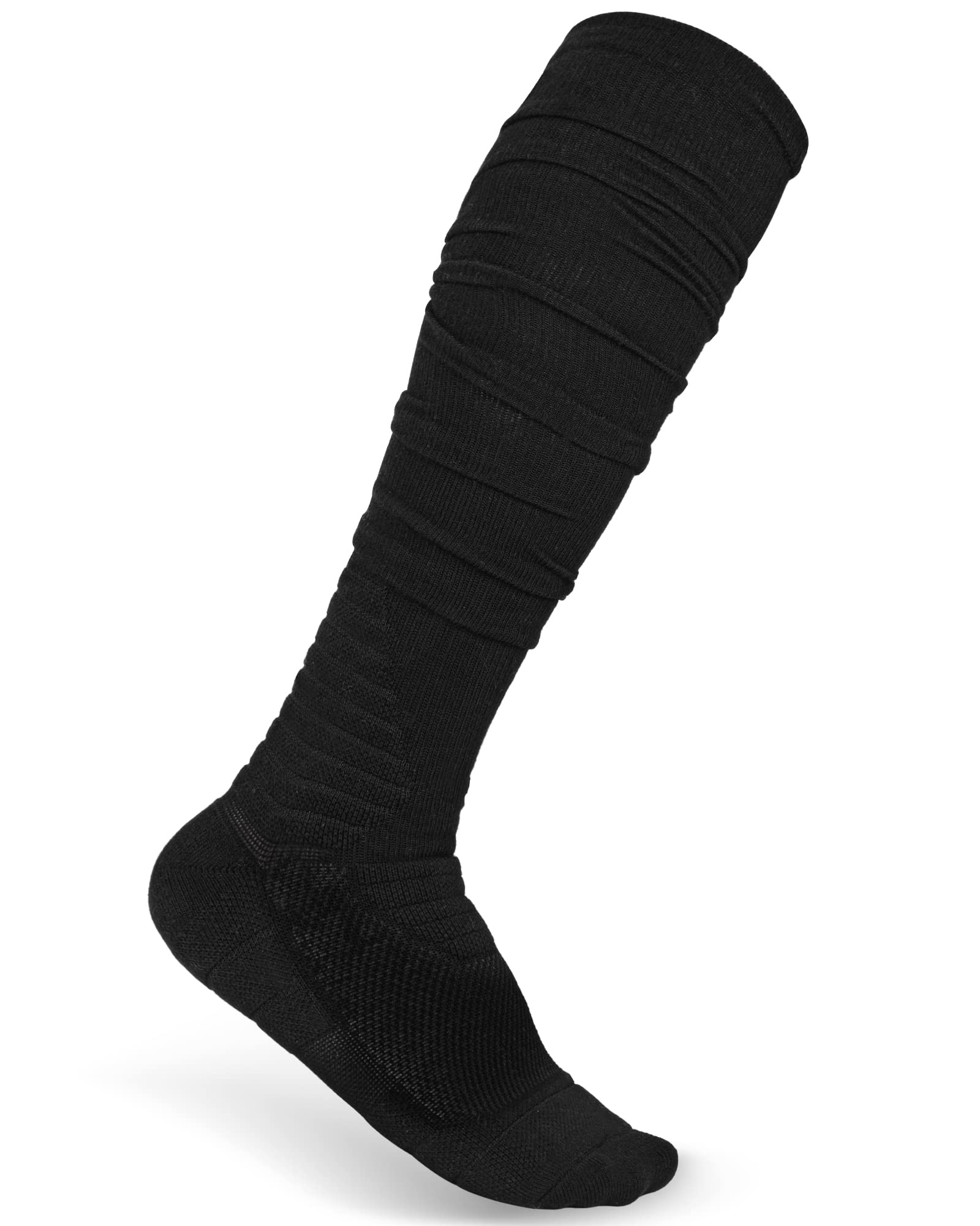 Finerview Extra Long Padded Football Socks for Men & Women - 2 Pairs Soft Cushioned Sports Socks for Soccer, Running & Workout - Perfect for Athletes & Active Lifestyles