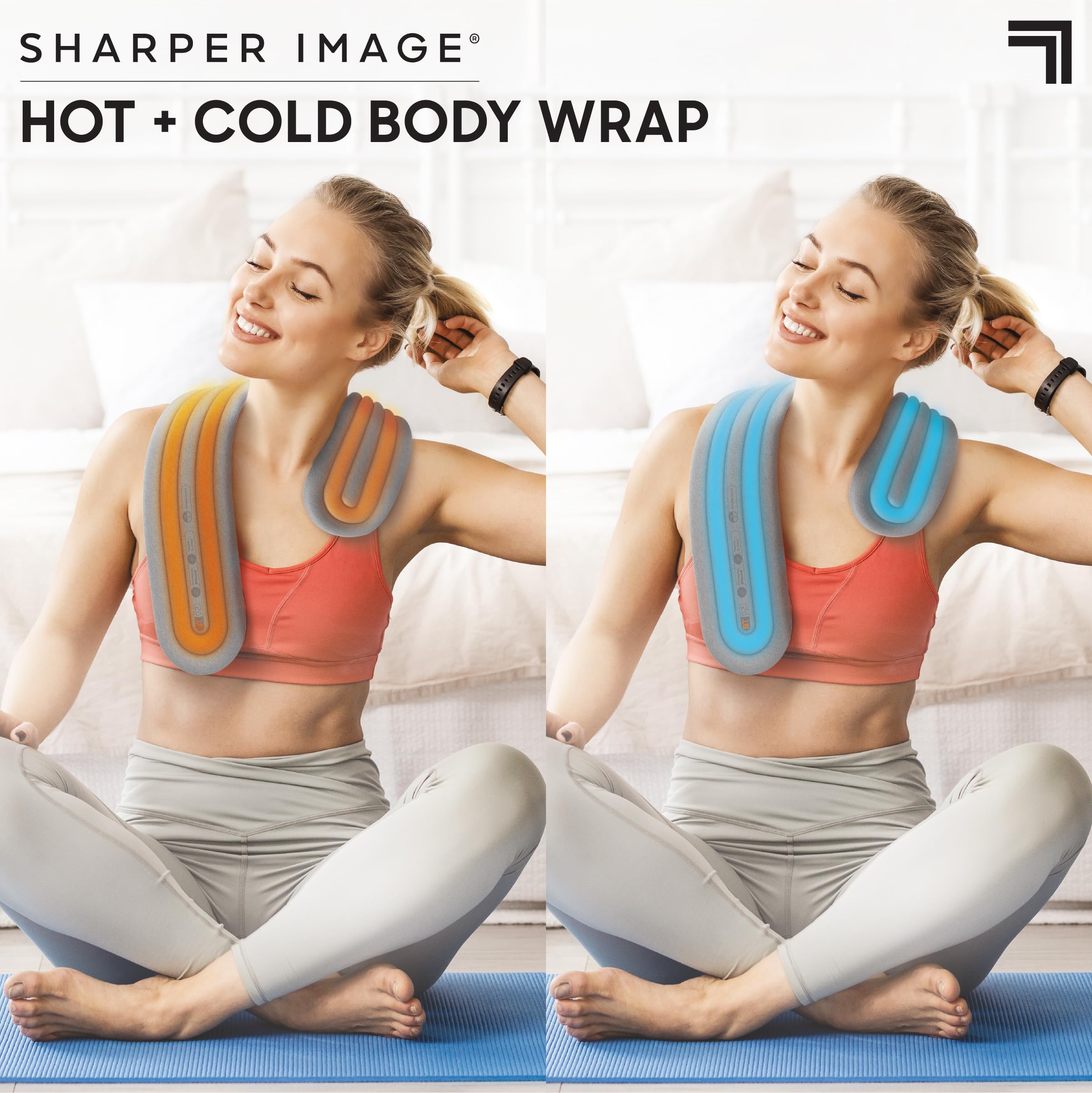 Sharper Image Compression Wrap with Hot & Cold Therapy Gel Pack - Adjustable Straps for Elbows, Knees, Back & Stomach - Post-Workout Recovery & Pain Relief for Athletes & Active Lifestyles