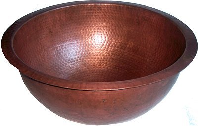 Hammered Copper Undermount Bathroom Sink - Round Handcrafted Vessel for Farmhouse & Rustic Vanities - Perfect for Powder Rooms & Guest Baths