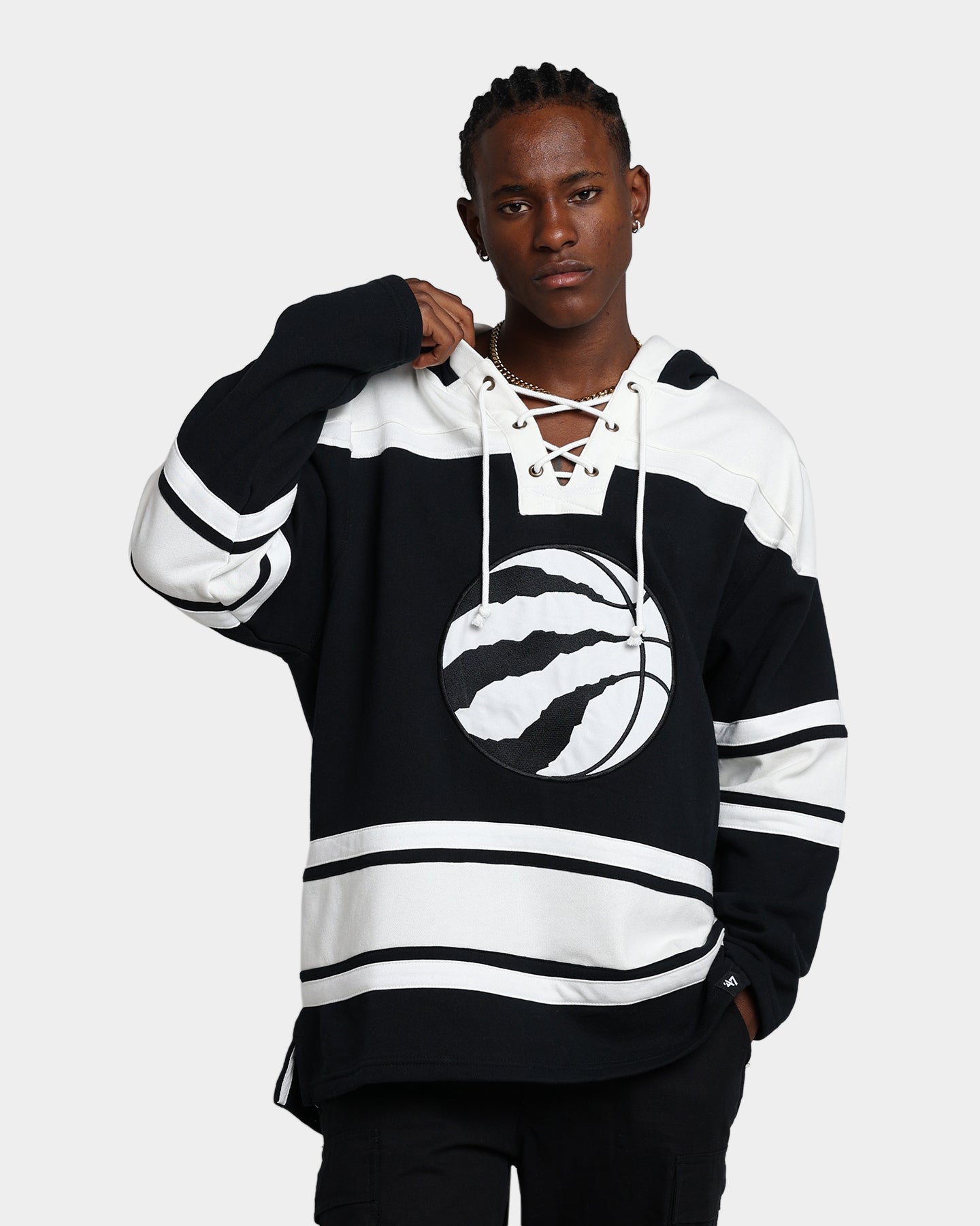 47 Brand Toronto Raptors Superior Lacer Hoodie for Men - Jet Black NBA Basketball Fan Apparel - Perfect for Game Day, Streetwear & Casual Outfits