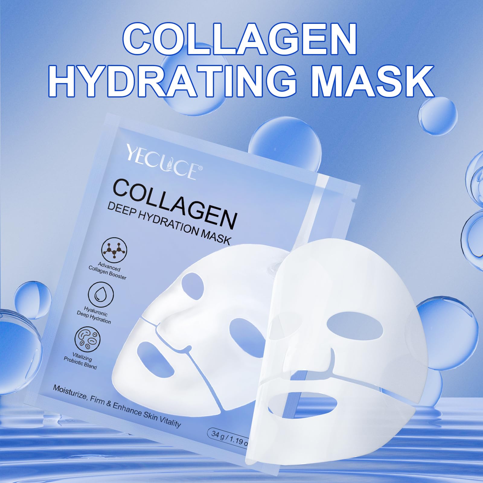 Collagen Face Mask 6 Pack - Anti Wrinkle & Lifting Overnight Treatment for Deep Hydration | Perfect for Night Skincare Routine & Spa Days