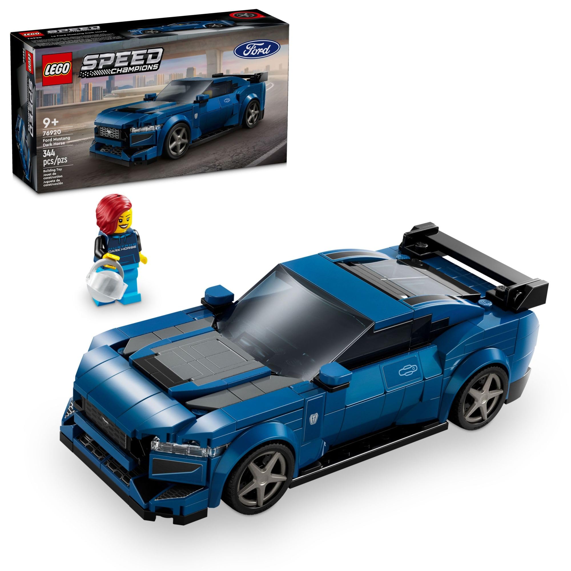 **LEGO Speed Champions Ford Mustang Dark Horse Sports Car Toy Set – Buildable Blue Mustang Model for Kids Ages 9+ (76920) – Perfect Gift for Boys & Girls, Great for Racing Play & Display**