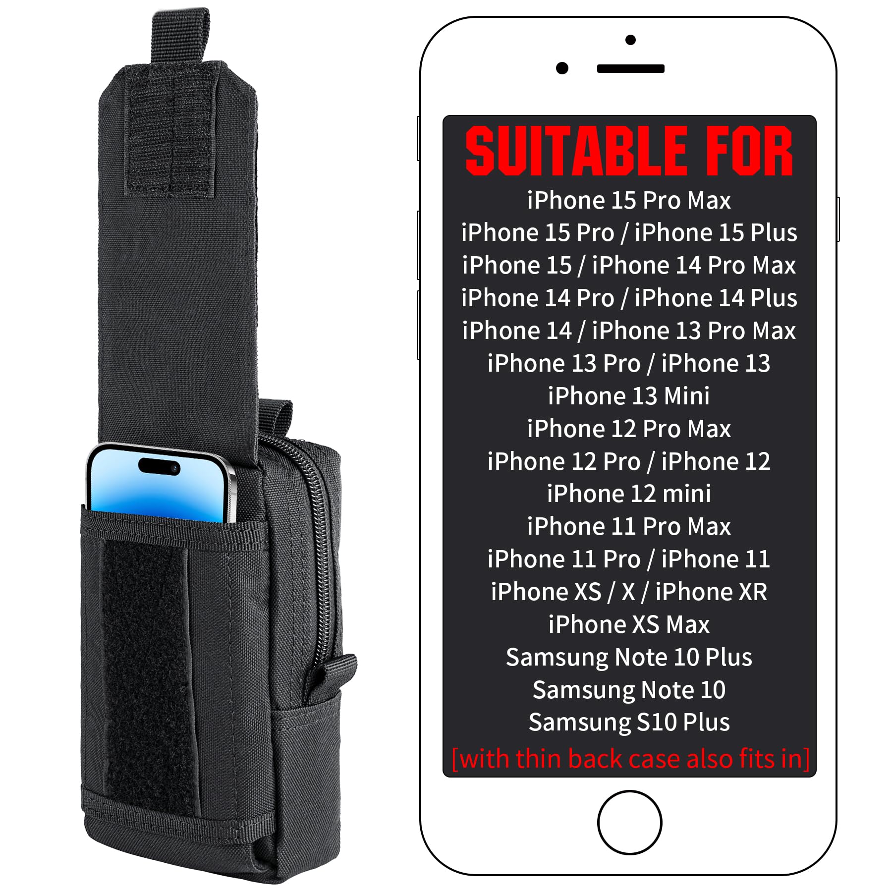 IronSeals Tactical MOLLE Pouch Waist Bag - Universal Phone Holster for iPhone 16 Pro Max/16 Pro/15 Pro Max/14 Pro Max/13 Pro Max/12/11 Pro - Durable Outdoor EDC Gear for Hiking, Camping & Military Use