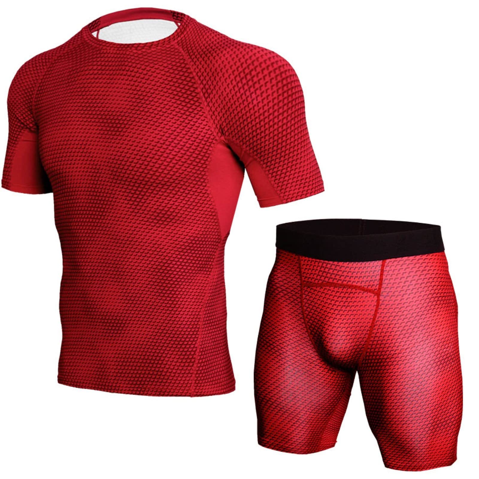 Maryia Men's 2-Piece Workout Tracksuit - Slim Fit Short Sleeve Tech Shirt & Classic Fit Gym Shorts for Running, Cycling & Training | Perfect for Gym, Sports & Casual Wear