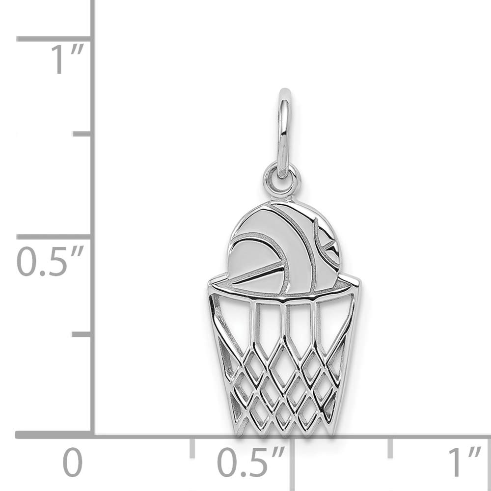 10k White Gold Basketball Net Charm Pendant Necklace - Dainty Sports Jewelry for Basketball Lovers - Perfect Gift for Players, Coaches & Fans - Game Day, Graduation & Birthday Accessories