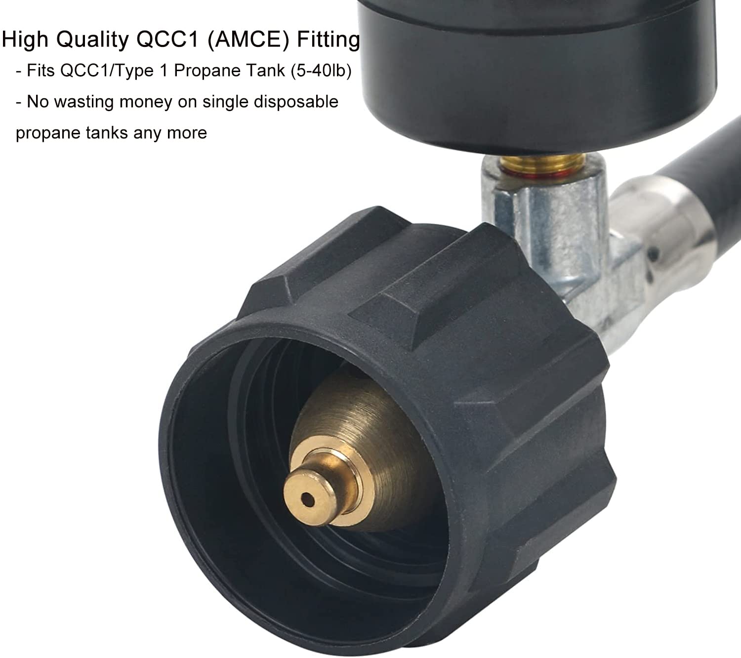 ATKKE 4FT Propane Hose Adapter 1lb to 20lb with Pressure Gauge - Universal Propane Tank Converter for Weber Q Grills, Blackstone Griddles, Mr. Heater, Coleman Stoves - Perfect for Outdoor Cooking, Camping & Backyard BBQs
