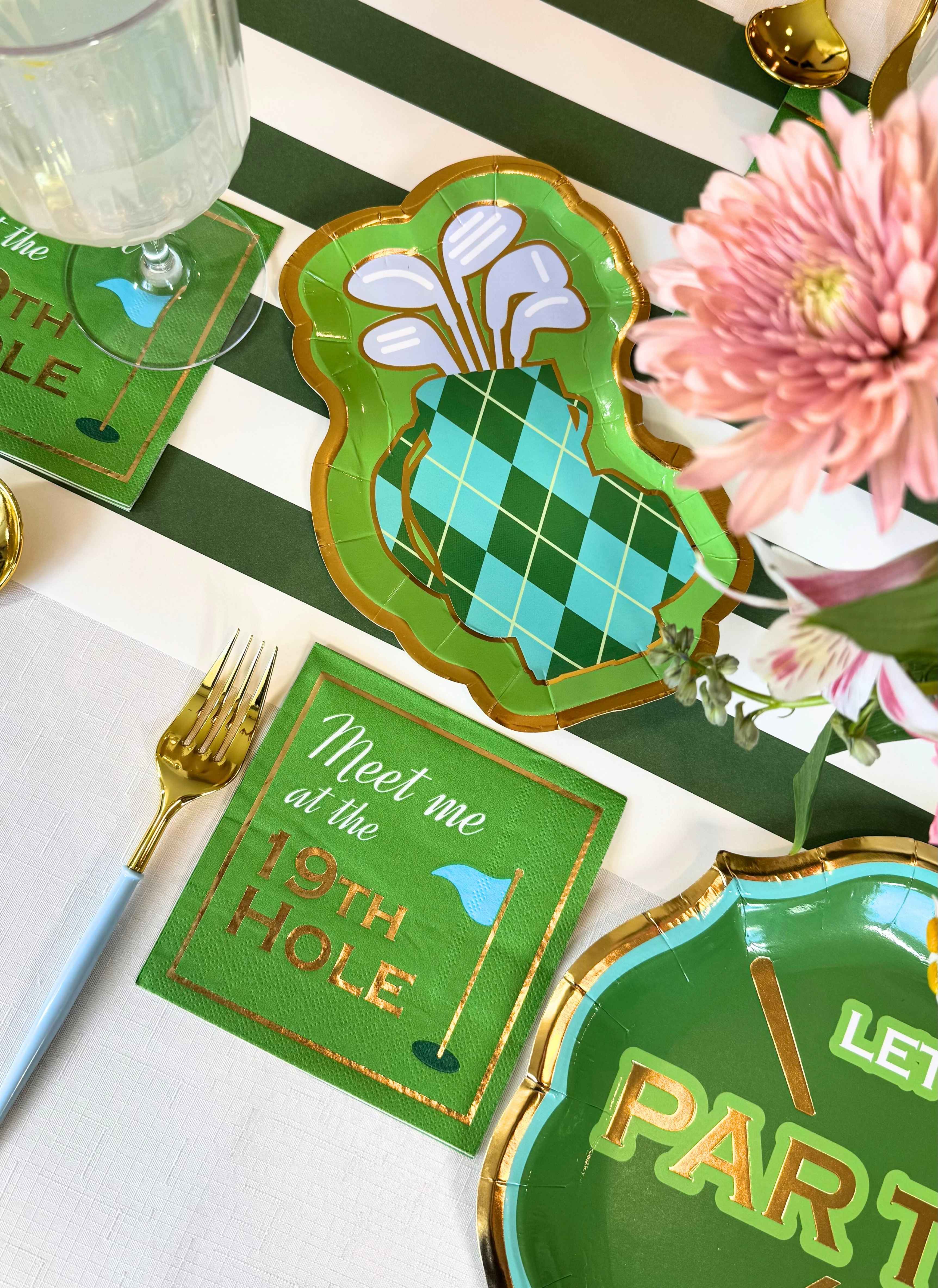 Premium Golf Bag Die-Cut Salad Plates Set of 8 - Elegant Dinnerware for Golf-Themed Parties, BBQs & Outdoor Gatherings