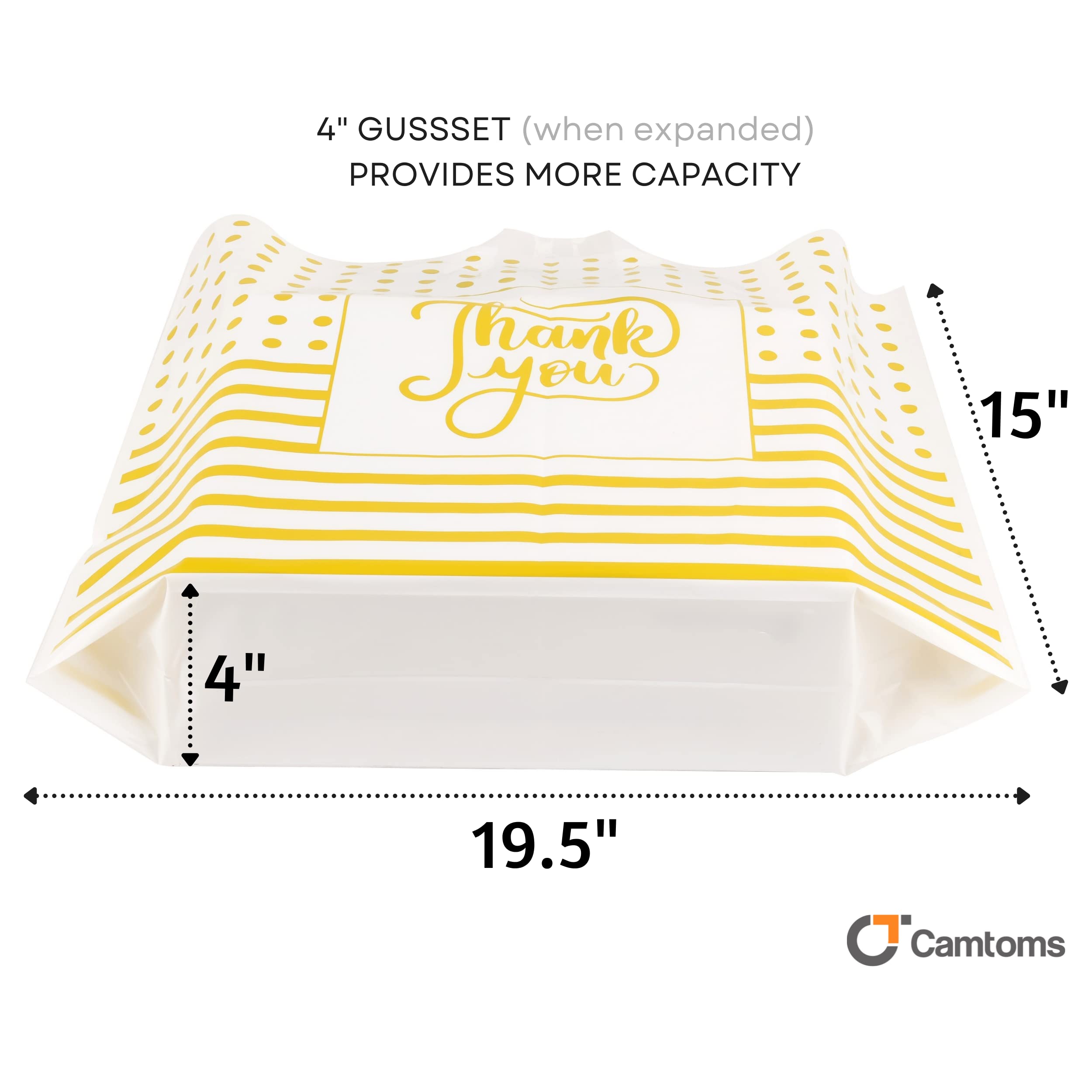 Thank You Bags with Handles - 60 Pack White Plastic Shopping Bags 19x15 Inches | 3 Mil Thick Durable Retail & Boutique Gift Bags | Perfect for Small Business, Stores, Parties & Customer Appreciation Gifts