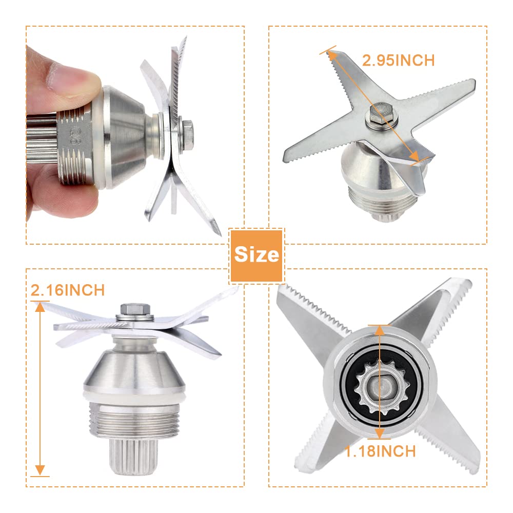 Stainless Steel Wet Blade Assembly - 6 Blades Blender Replacement Part Compatible with Vitamix 1151 & 1152 - Perfect for Smoothies, Soups & Nut Butters