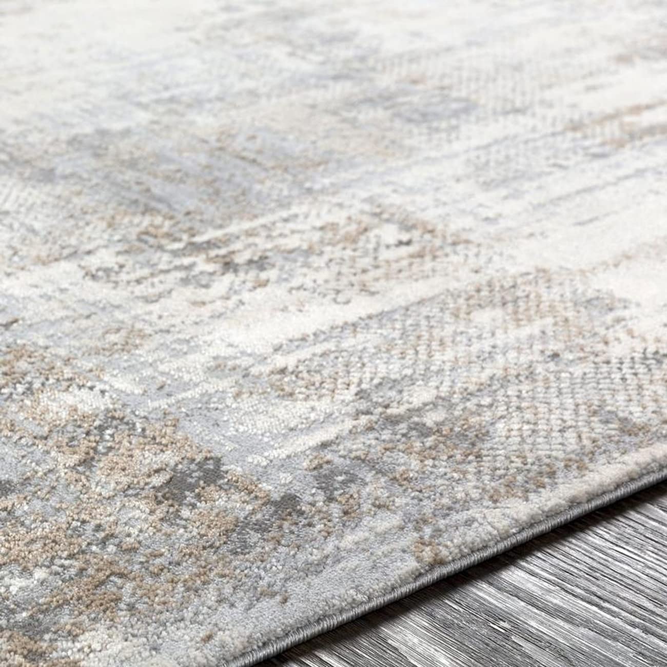 Mark&Day Modern Light Gray Area Rug 9x12 - Soft Polle Design in Grey Beige White - Non-Slip Living Room Rug, Bedroom Carpet, Kitchen Floor Mat (9' x 12'4