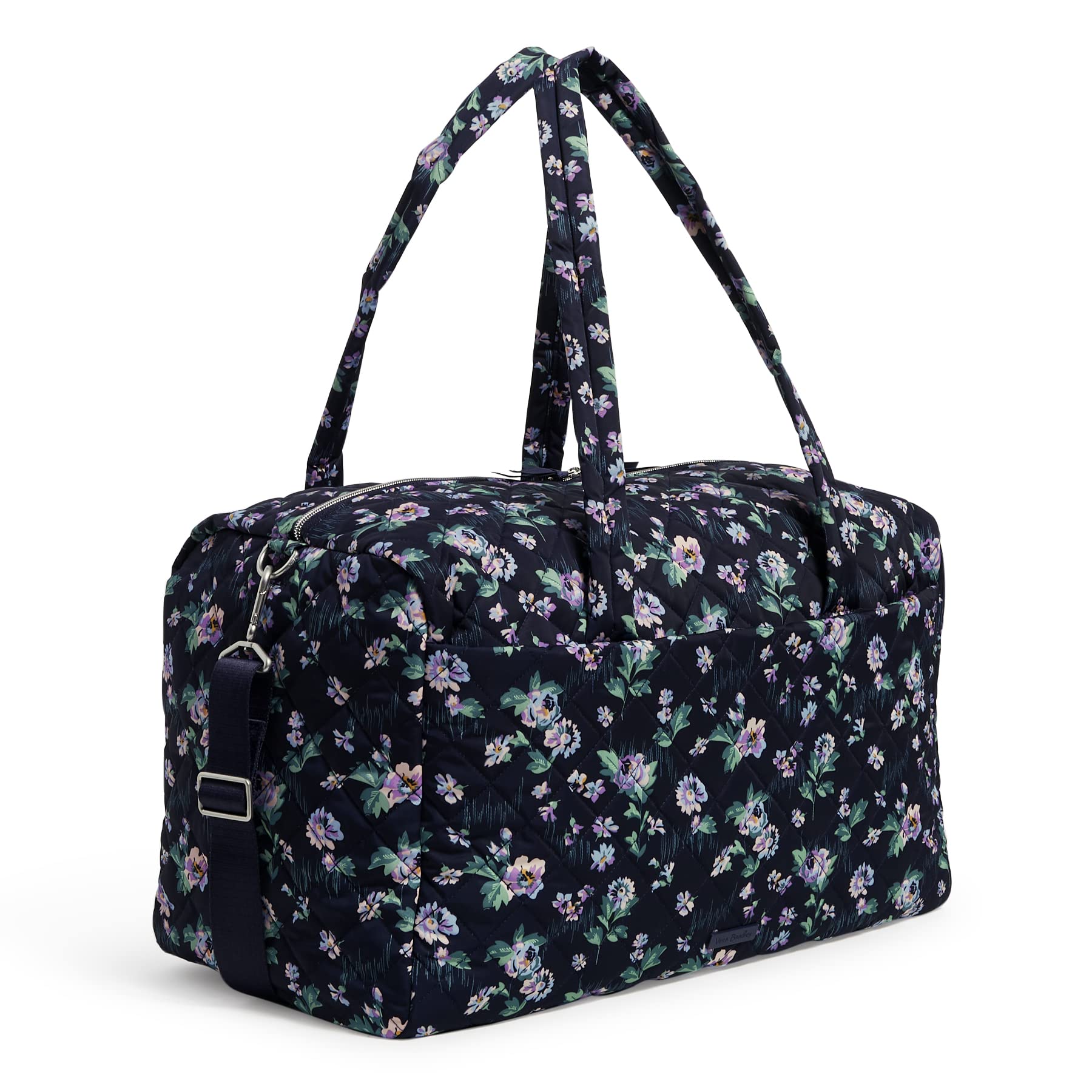 Vera Bradley Women's Large Performance Twill Travel Duffle Bag - Navy Garden - Spacious Carry-On for Gym, Weekend Trips & Work Commute