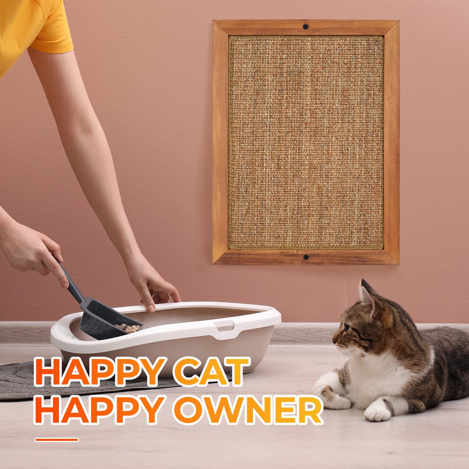 Premium Cat Scratching Post - Natural Wooden Sisal Cat Wall Scratcher for Indoor Cats | Floor & Wall Mounted Vertical Scratch Pad for Kittens & Adult Cats | Protects Furniture & Walls - Perfect for Living Rooms, Bedrooms & Home Offices
