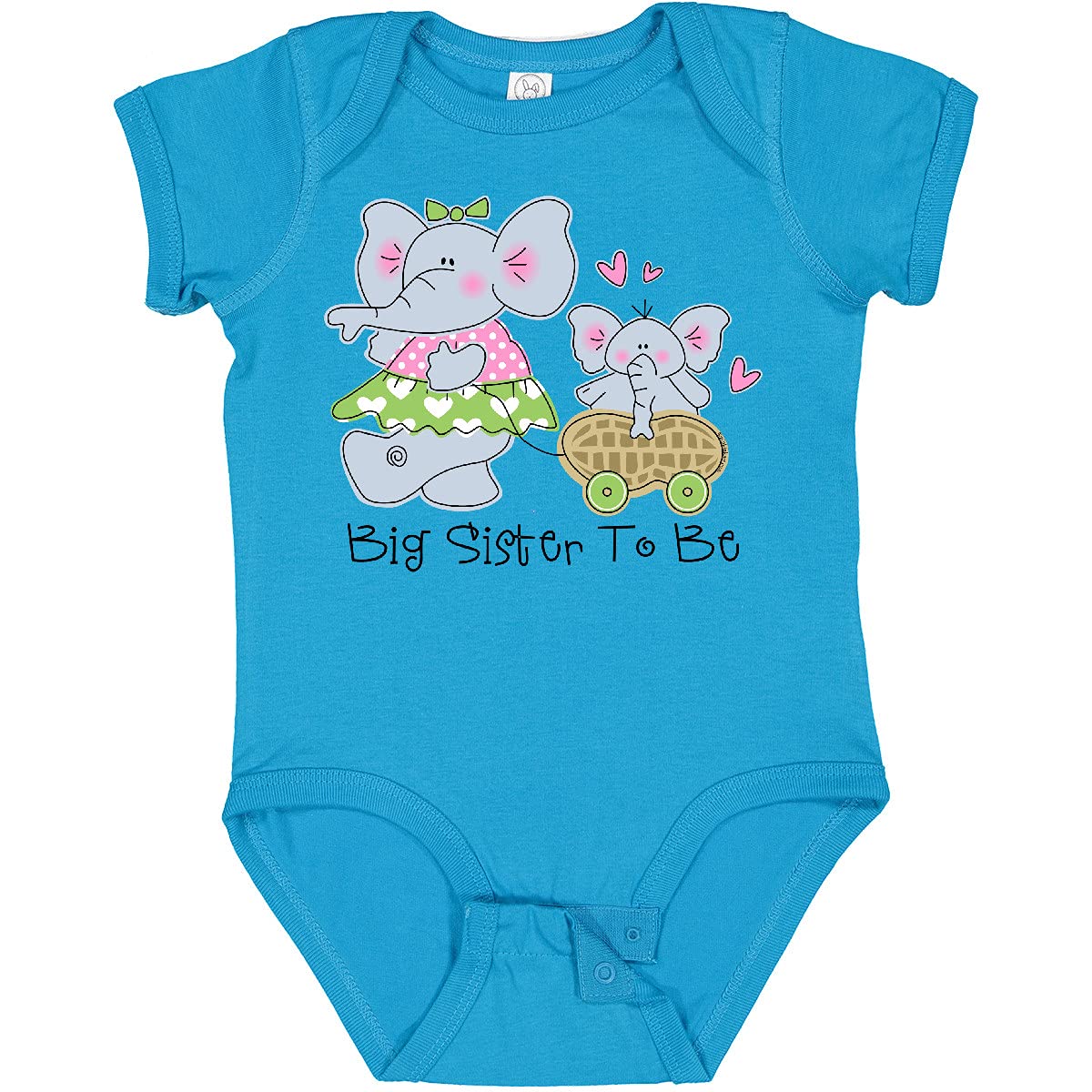Inktastic Elephant Future Big Sister Baby Bodysuit - Cute Cotton Onesie for Newborn Girls & Toddlers - Perfect Baby Shower Gift & Sibling Announcement Outfit