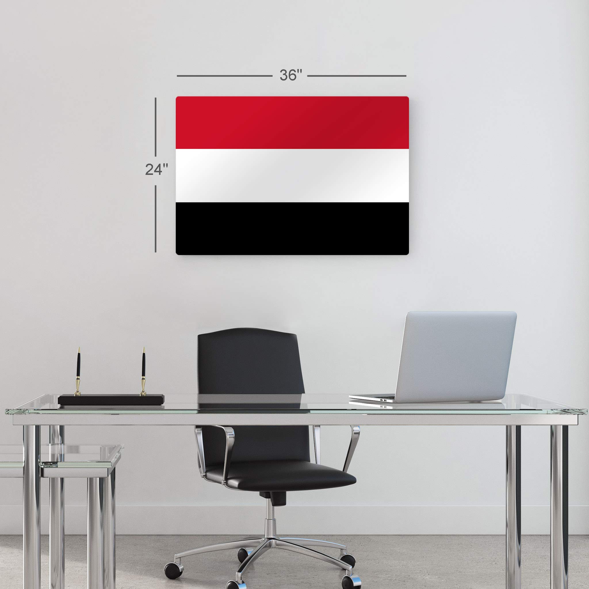 Yemen Flag Metal Wall Art Print - 24x36 Inches, Ready to Hang, Made in USA | Modern Home & Office Decor for Living Room, Dorm, Bedroom, Kitchen, Man Cave, Sports Club & Bar | Perfect for Patriotic Displays, Game Day Parties & Cultural Decorations