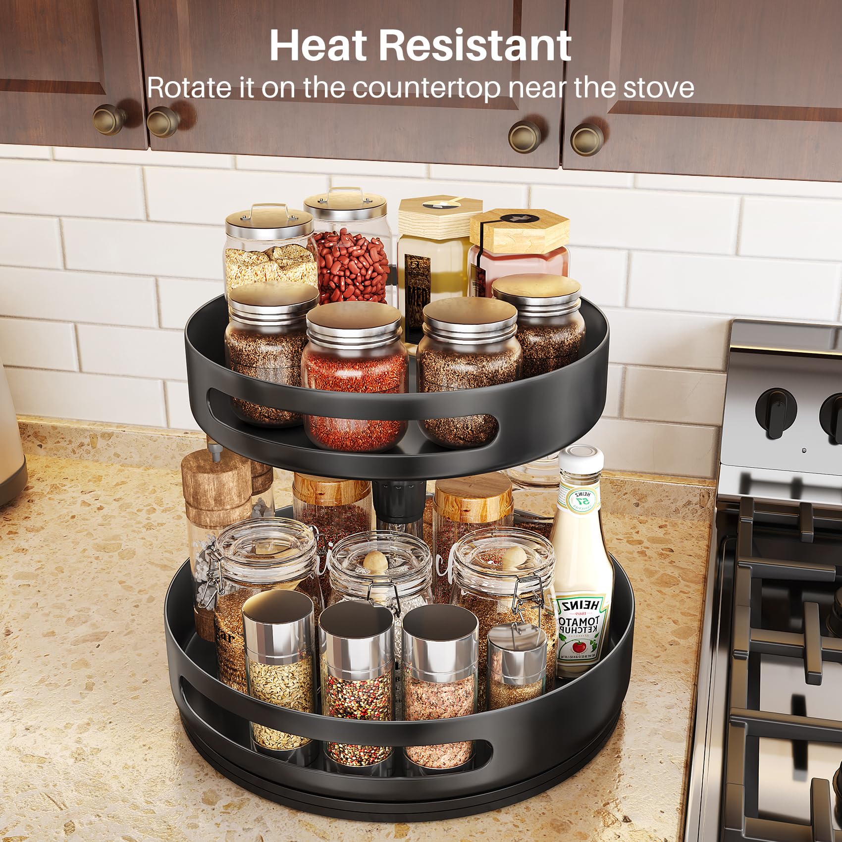 2-Tier Adjustable Lazy Susan Spice Rack Organizer - 10