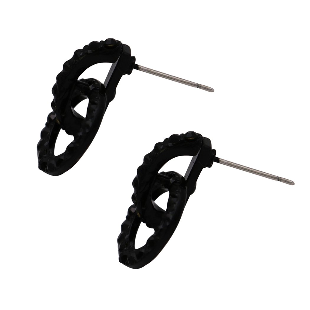 Rosemarie Collections Women's Bewitching Jet Black Glass Crystal Rhinestone Hoop Earrings - 0.75