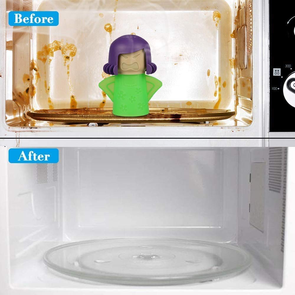Abnaok Microwave Cleaner - 2 Pack Angry Mama Steam Cleaner for Microwave Ovens | Quick & Easy Cleaning in Minutes | Use with Vinegar & Water | Includes English Manual | Perfect for Home, Office & Kitchen Deep Cleaning