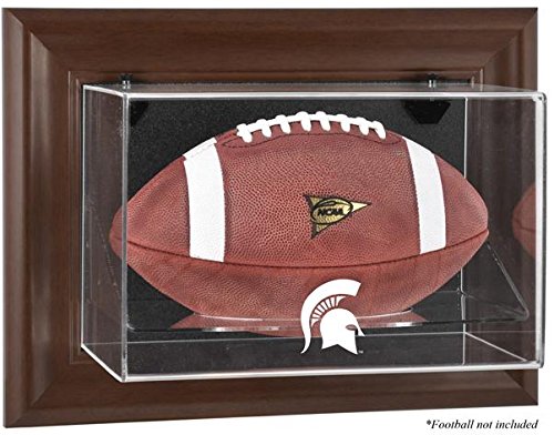 Michigan State Spartans Brown Framed Football Display Case - Wall Mountable College Football Memorabilia Showcase (Case Only) - Perfect for Dorm Rooms, Man Caves & Sports Fan Gifts