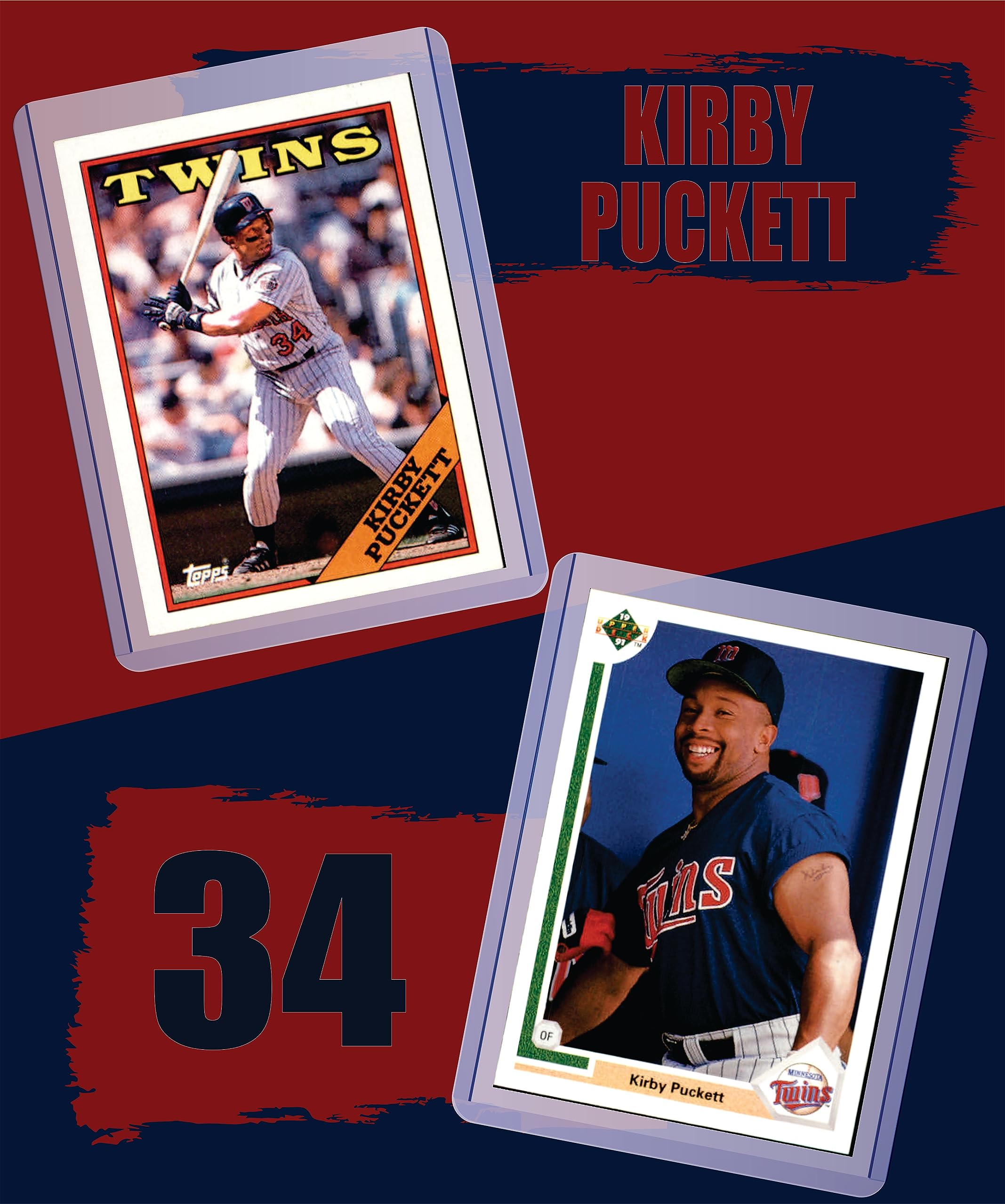 Kirby Puckett Minnesota Twins Baseball Cards (5-Pack) - Collectible Sports Memorabilia for Fans & Gift Giving - Perfect for Display, Trading, and Baseball Enthusiasts