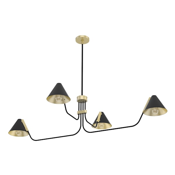 Hunter Grove Isle 4-Light Matte Black Chandelier - Modern Farmhouse Ceiling Light Fixture for Dining Room, Kitchen Island & Bedroom Lighting