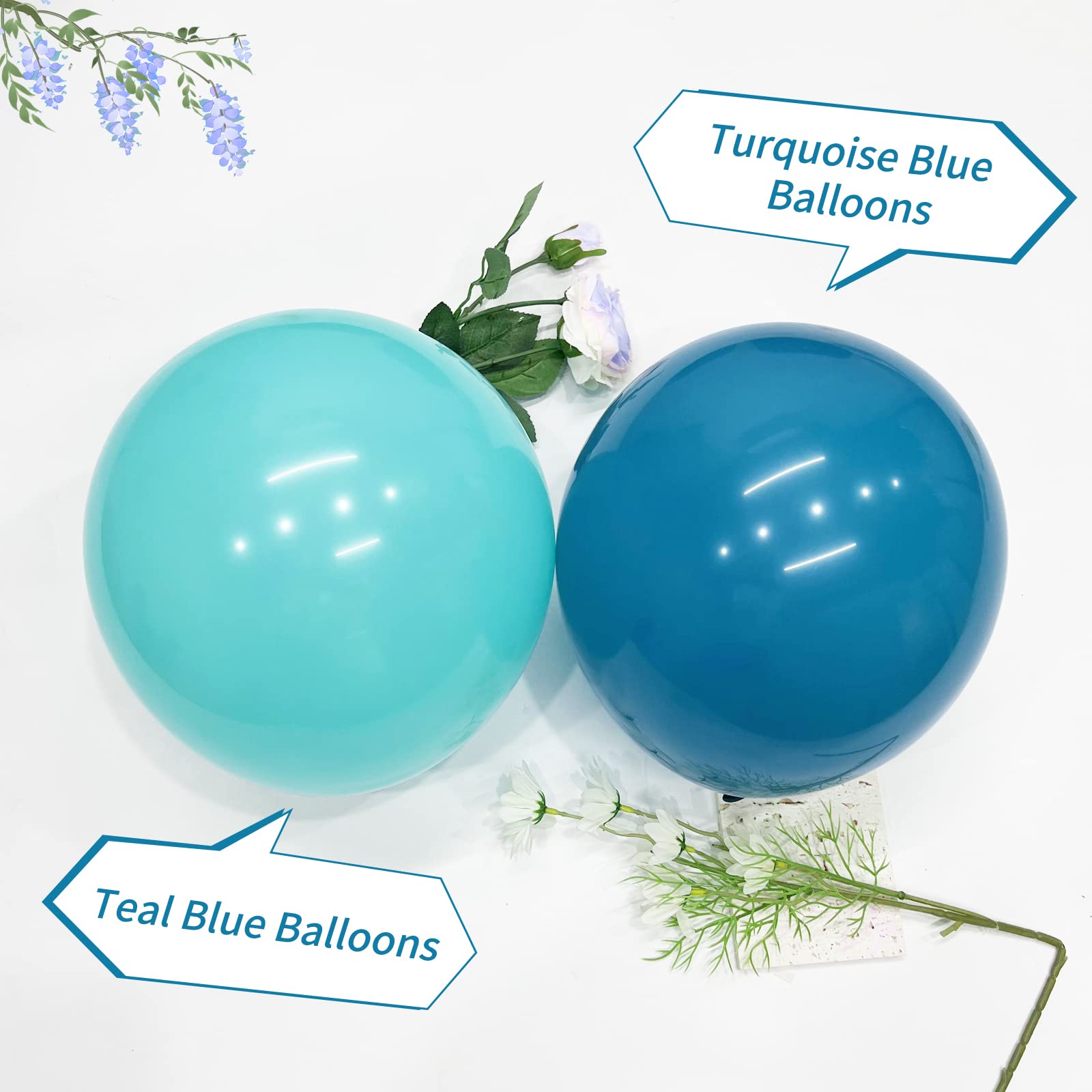 Janinus Turquoise Blue Balloons Garland Arch Kit - 80PCS Peacock Blue Balloons (12Inch & 5Inch) for Baby Shower, Gender Reveal, Wedding & Whale Theme Party Decorations - Perfect for Indoor/Outdoor Celebrations & Photo Backdrops