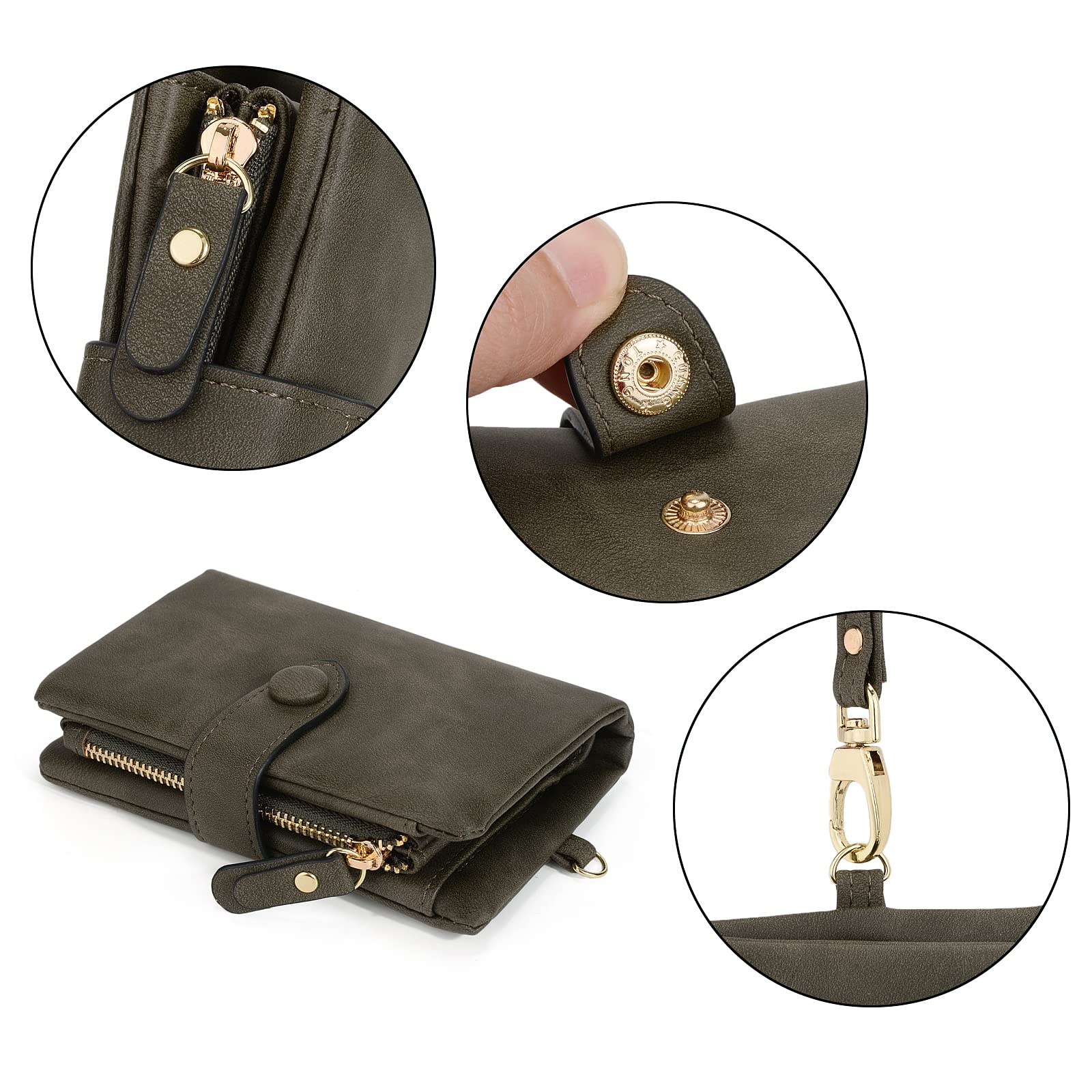 Vegan Leather Women's Wallet with Zipper & Wristlet - Slim RFID Blocking Card Holder & Coin Purse for Everyday Use, Travel, and Shopping