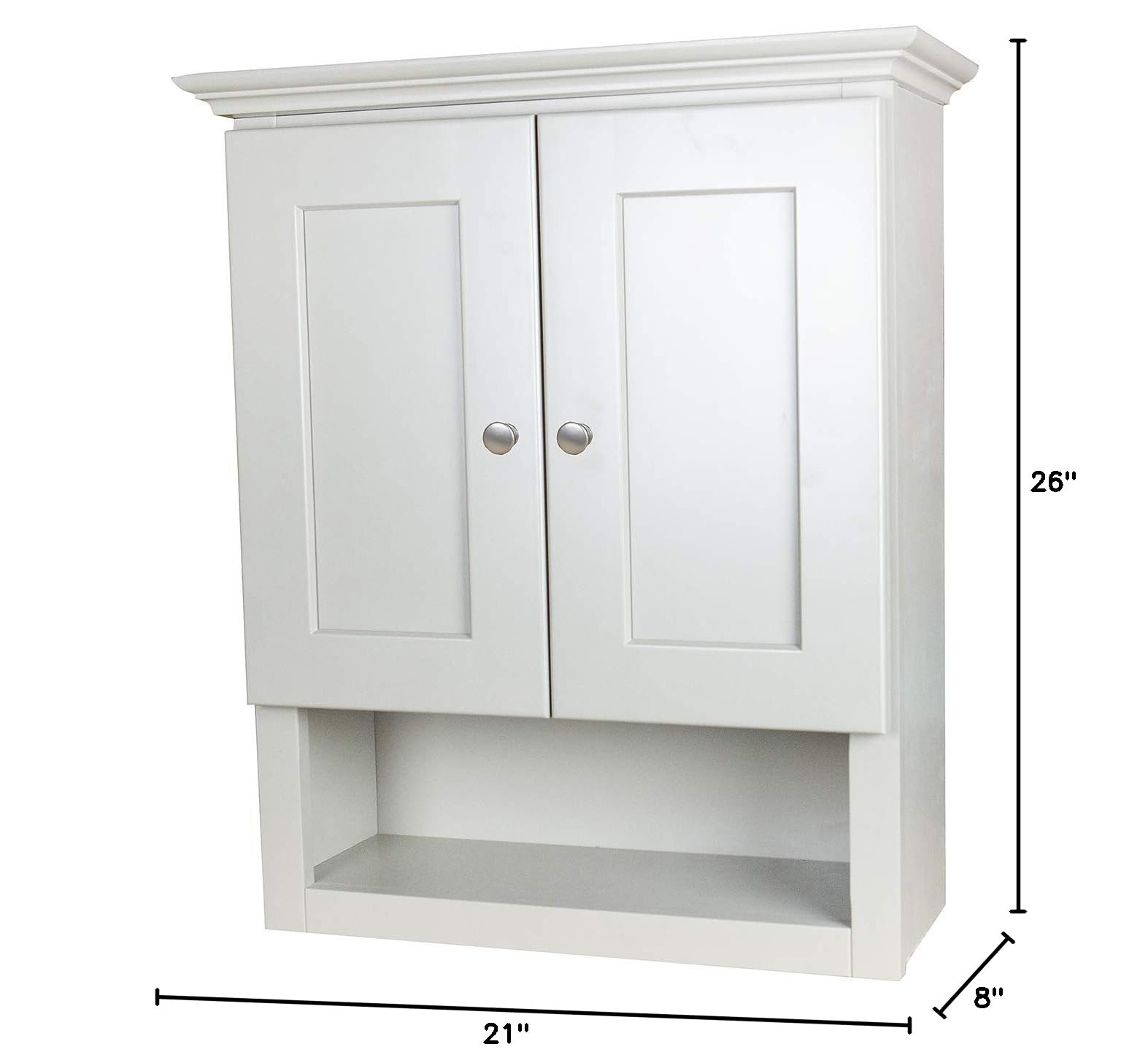 White Shaker Bathroom Wall Cabinet with Shelf - Modern Storage Solution for Bathroom Organization & Decor