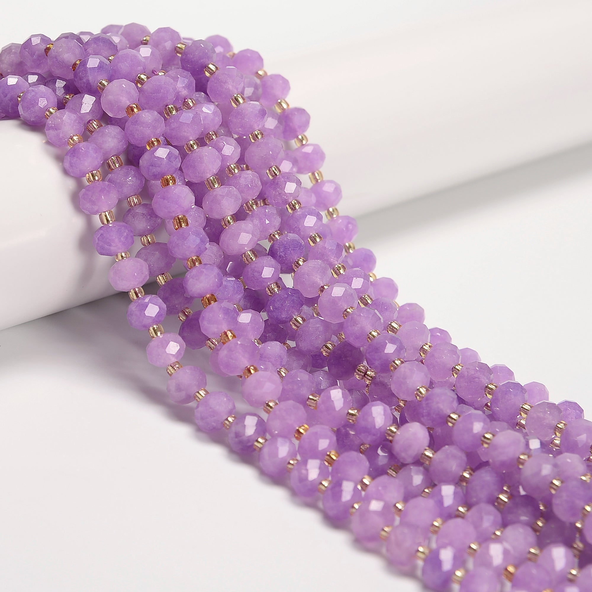 Natural Lavender Dyed Jade Faceted Rondelle Beads 6x8mm (15.5 Inch Strand) for Jewelry Making, DIY Bracelets & Necklace Designs