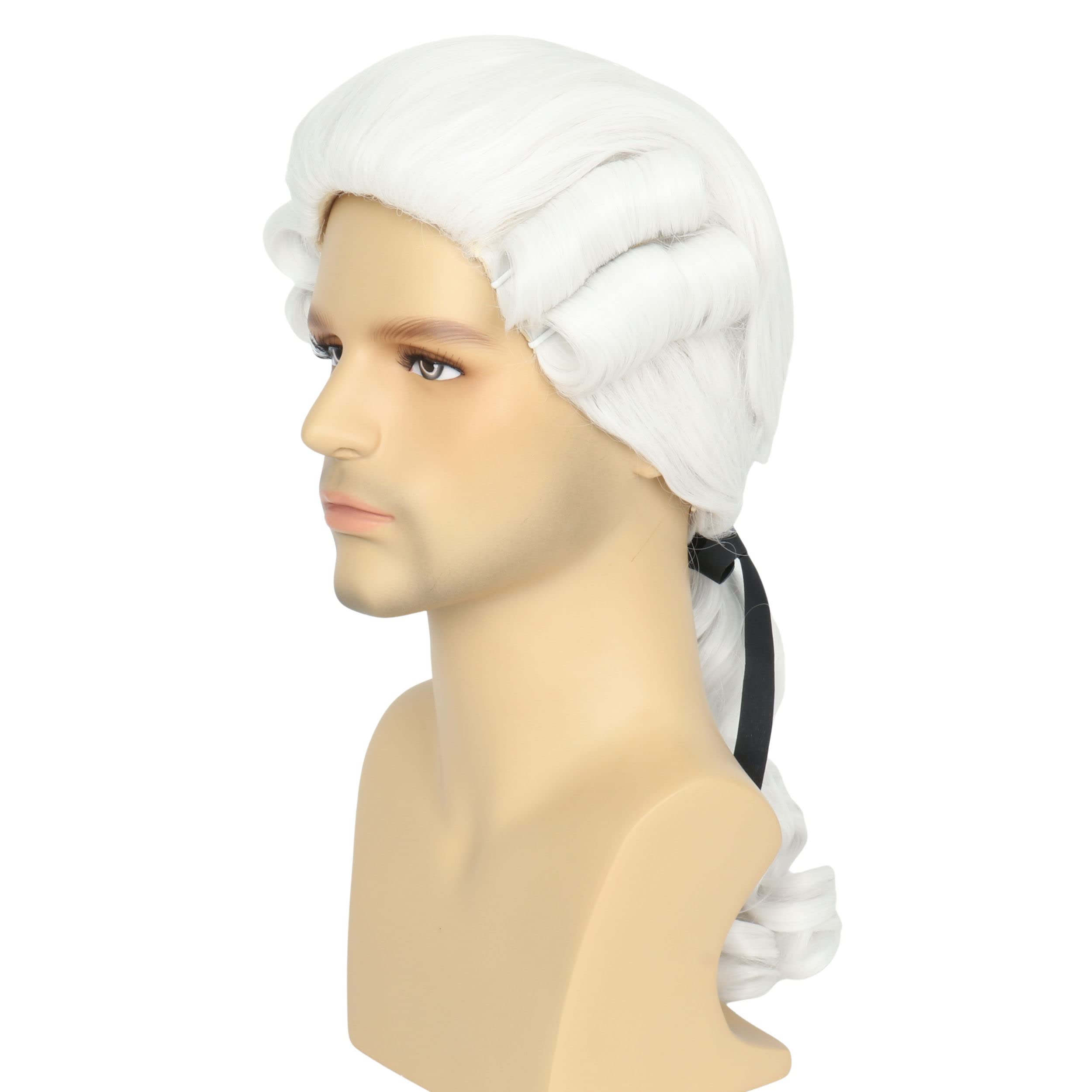 Colonial Judge Wig for Men - White Powdered Costume Wig for Halloween, Cosplay, and Themed Parties - Perfect for Historical Reenactments and Costume Events