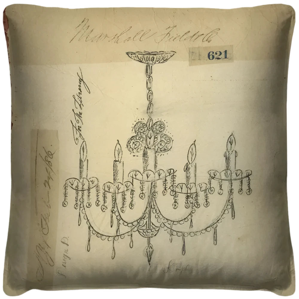 Elegant Chandelier Print Throw Pillow - Soft Decorative Cushion for Library, Living Room & Bedroom - Perfect for Reading Nooks & Cozy Home Decor