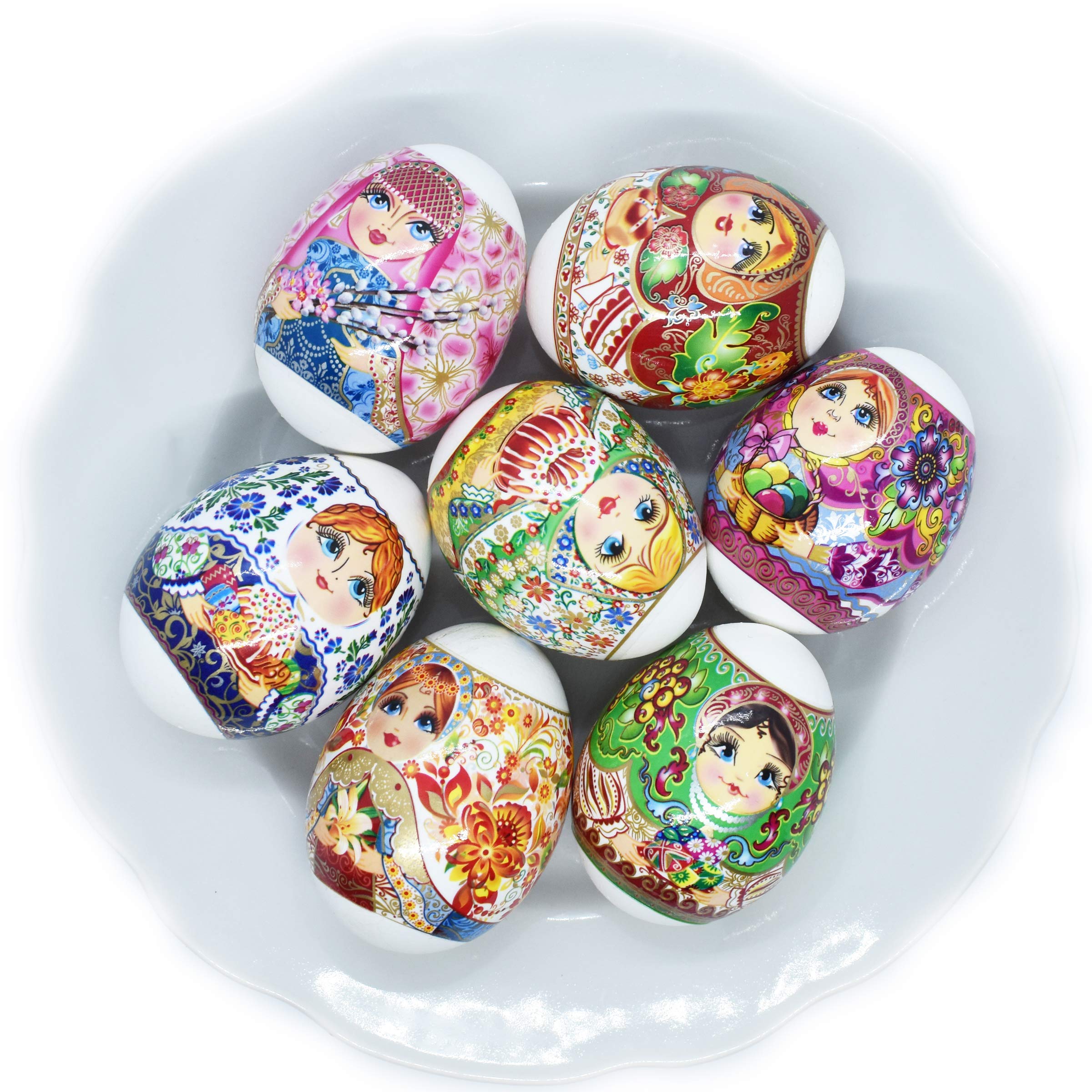 Diximus Thermo Heat Shrink Sleeve Easter Egg Wraps - Decorative Pysanky Egg Wrapping Kit for DIY Ukrainian Easter Eggs (Matryoshka Design) - Perfect for Easter Crafts, Holiday Decorations & Gift Wrapping