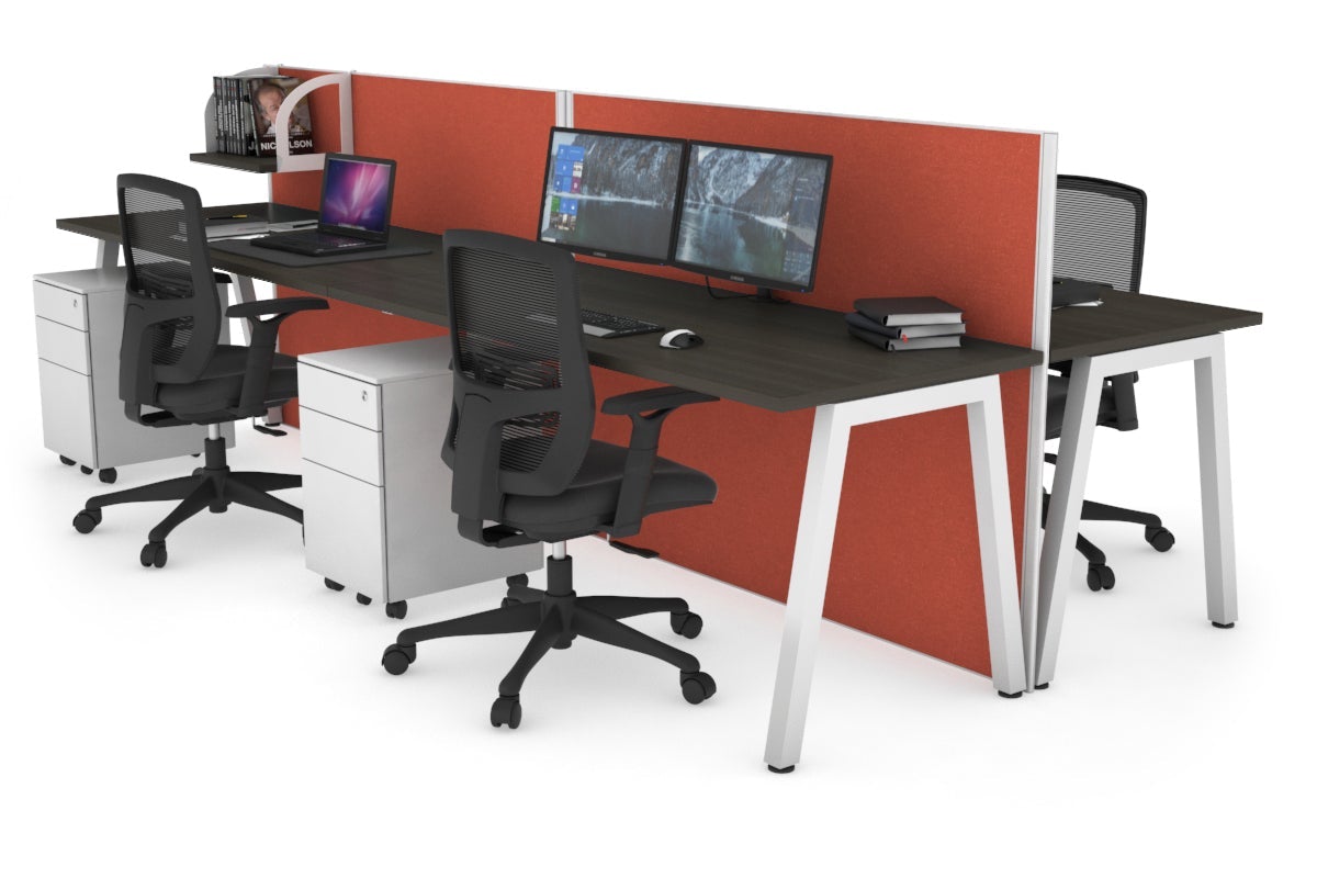 Horizon Quadro 4-Person Office Workstation Bench with A-Legs - 1400mm x 700mm Dimensions - Perfect for Collaborative Workspaces, Coworking Offices & Team Meetings