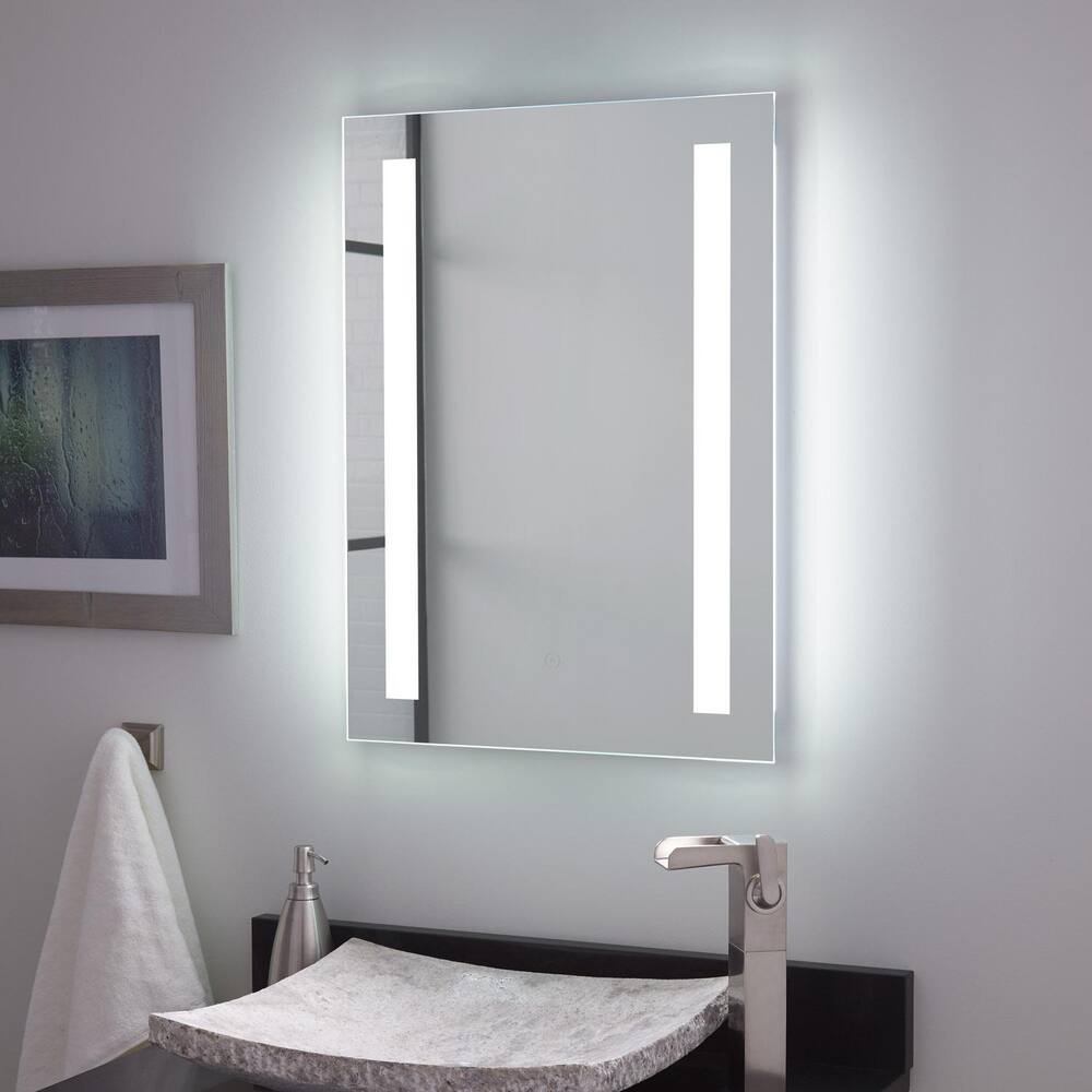 20x27.5x1.75 Inch LED Bathroom Mirror with 4mm Copper-Free Silver Glass, Aluminum Frame, 3000K-6400K Adjustable Color Temperature, 2835 LED Strip, Touch Sensor, 995 Lumens - cETL Certified for Vanity, Makeup, and Home Decor Lighting
