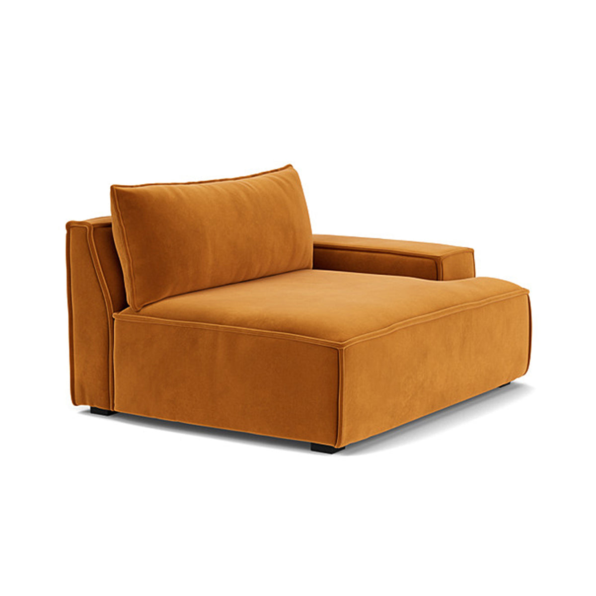 Daphne Velvet 1 Seater Right Arm Modular Sofa - Modern Living Room Furniture for Small Spaces, Apartments & Studios | Comfortable Single Seater Couch with Adjustable Design