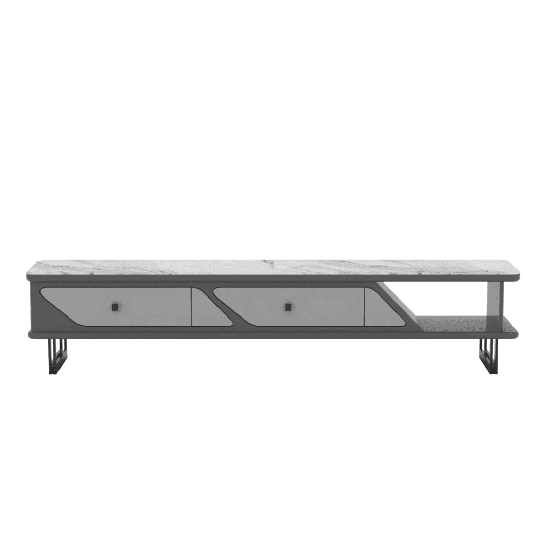 Harper Marble Tech TV Stand 200cm - Modern Entertainment Center with Storage for Living Room, Bedroom & Home Theater